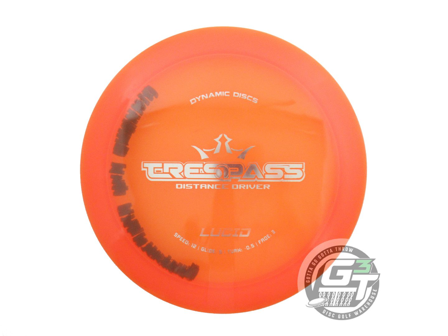 USED Dynamic Discs Lucid Trespass 175g Orange Silver Foil Distance Driver Disc