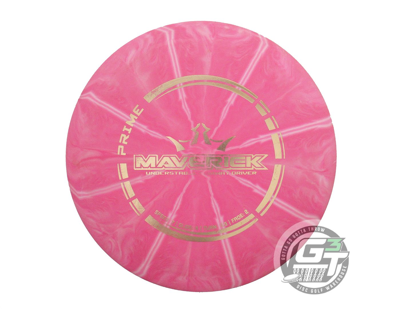 USED Dynamic Discs Prime Burst Maverick 175g Pink Gold Foil Distance Driver Disc