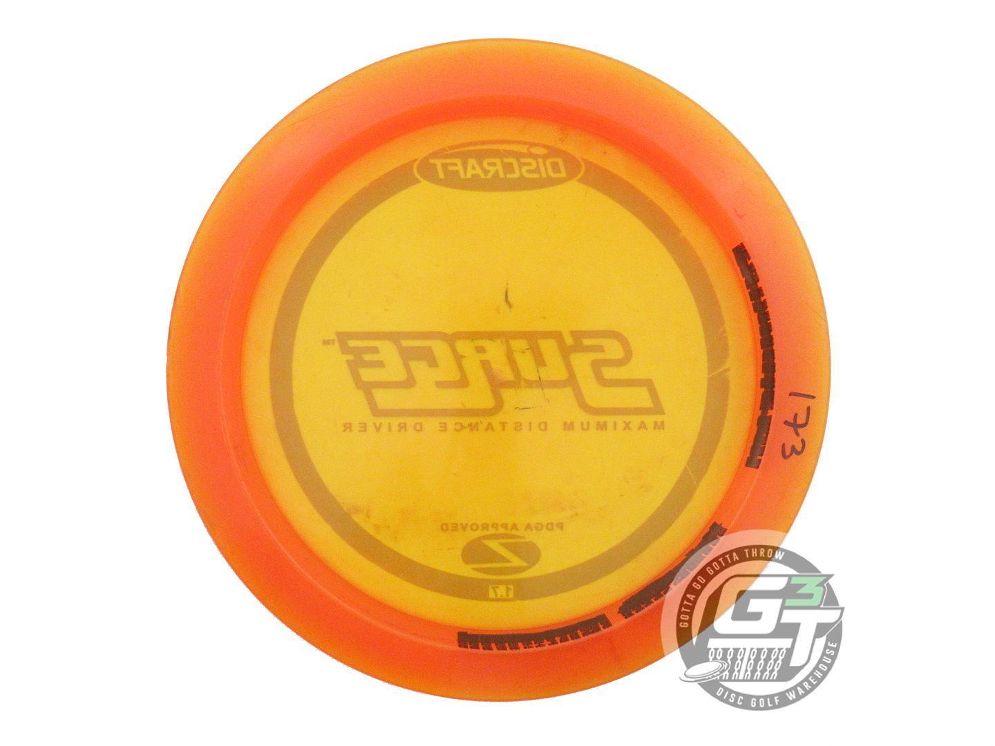 USED Discraft Z Surge 173g Orange Silver Foil PFN Distance Driver Golf Disc