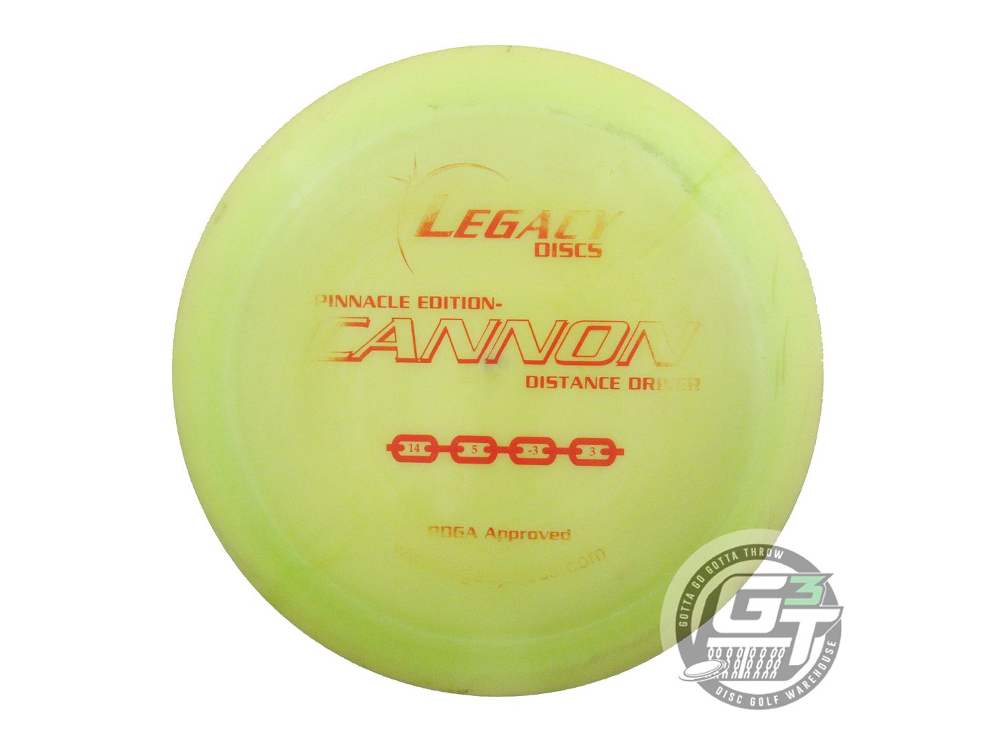 USED Legacy Discs Pinnacle Cannon 174g Yellow Red Stamp Distance Driver Disc