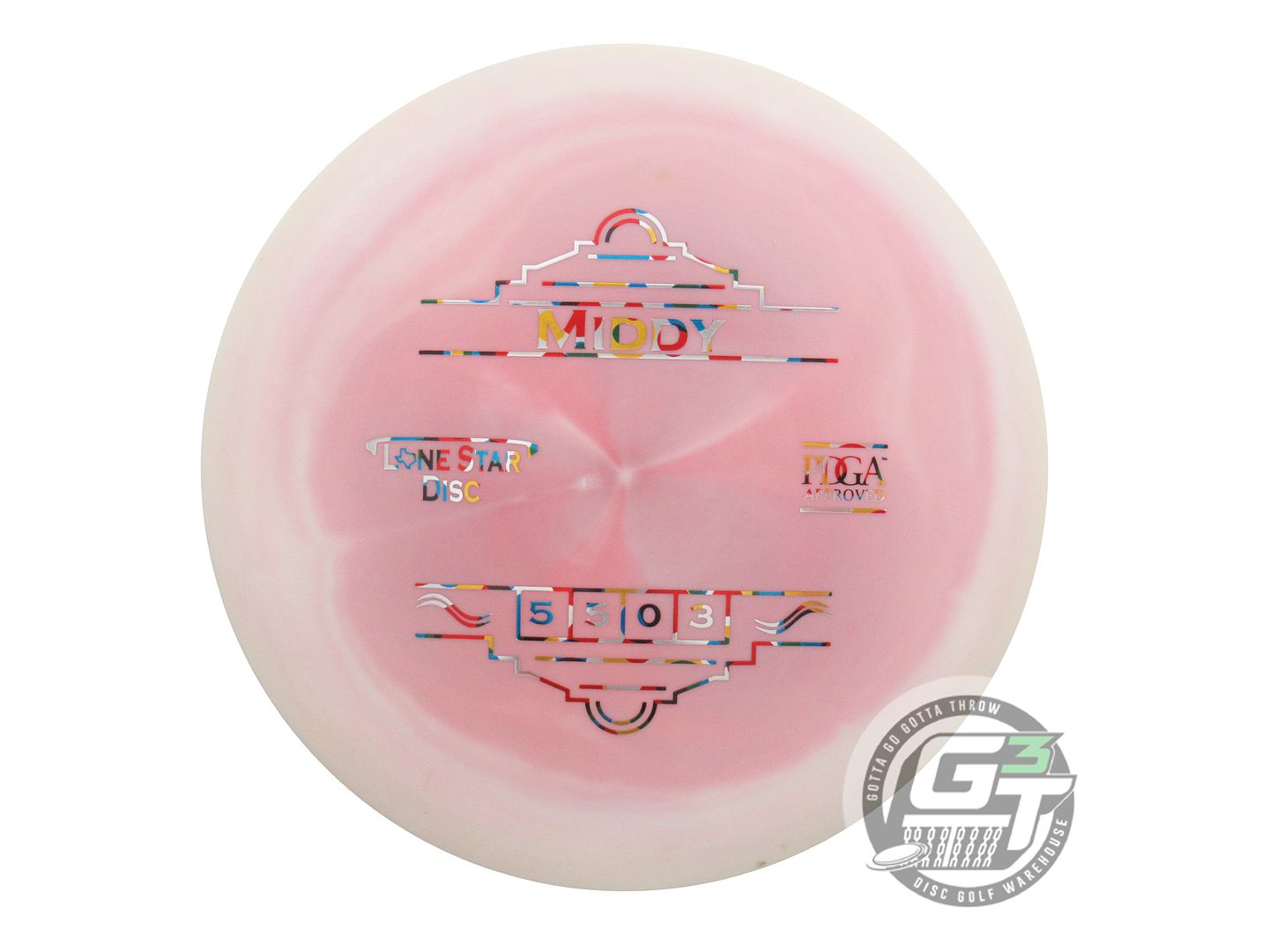 USED Lone Star Bravo Middy 175g White-Pink Wonder Bread Midrange Golf Disc