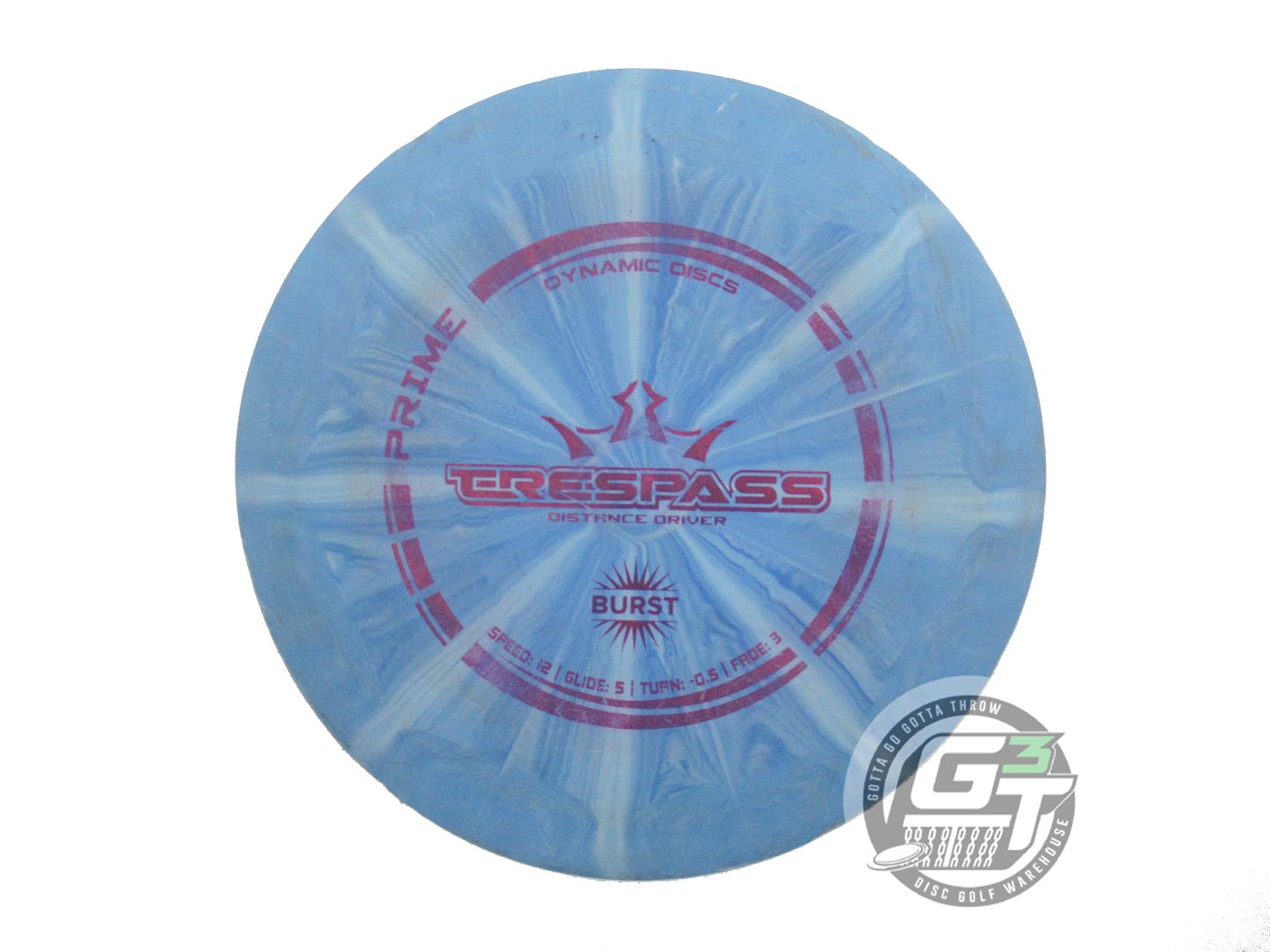 USED Dynamic Discs Prime Burst Trespass 174g Blue Purple Foil Driver Golf Disc