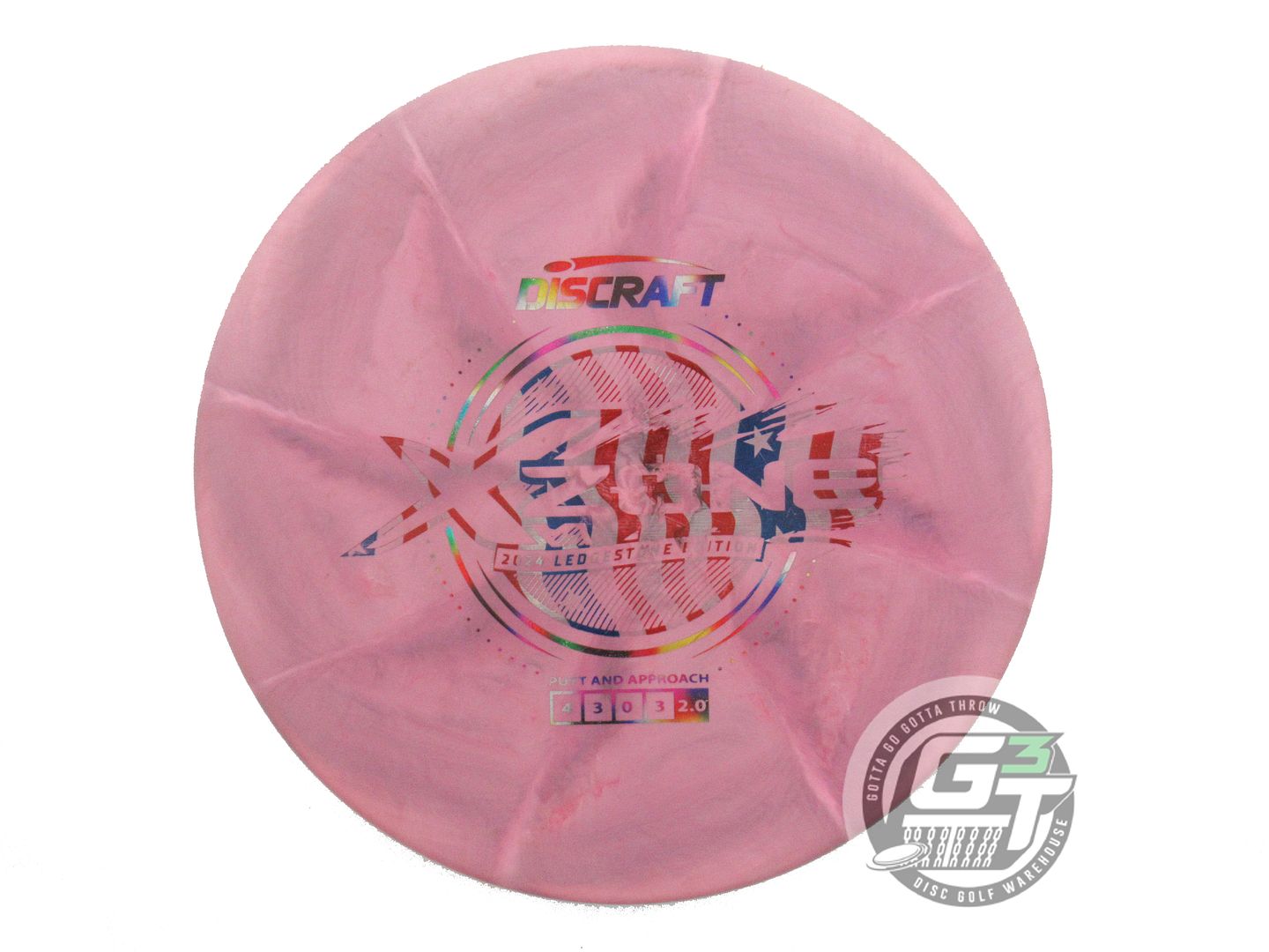 USED Discraft [LEDGESTONE] Swirly X Zone 176g Pink-Gray Flag Foil Putter Disc
