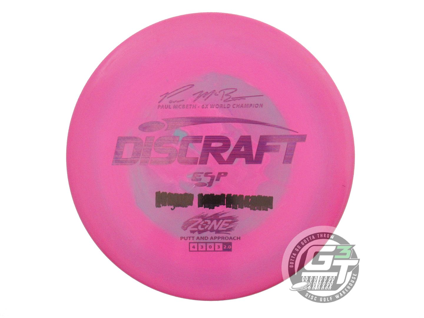 USED Discraft ESP Zone 176g Magenta-Green Purple Laser Foil Putter Golf Disc