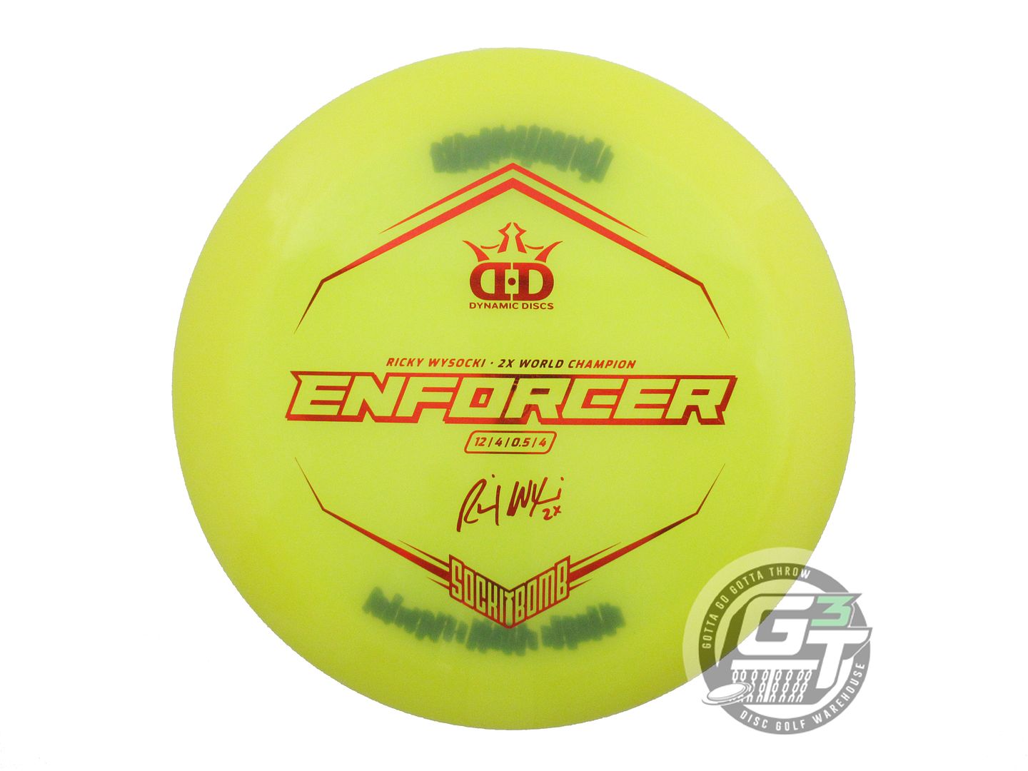 USED Dynamic Discs [WYSOCKI] Lucid Enforcer 173g Yellow Red Foil Driver Disc
