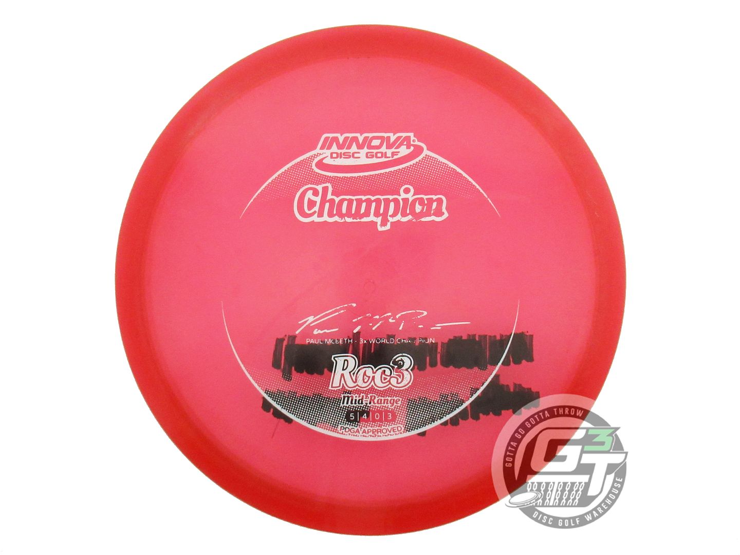 USED Innova [McBETH 3X] Champion Roc3 177g Red White Stamp Midrange Golf Disc