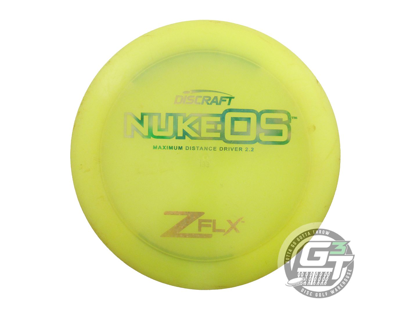 USED Discraft Z FLX Nuke OS 173g Yellow Green Cloud Foil Distance Driver Disc