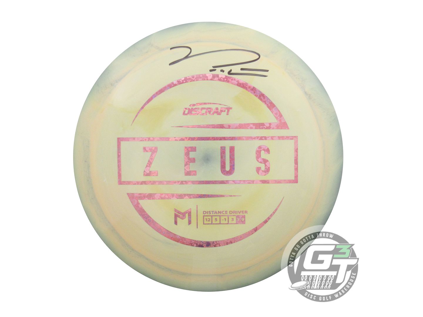 NOS Discraft [McBETH] ESP Zeus 175g Yellow Pink Heart SIGNED Driver Golf Disc