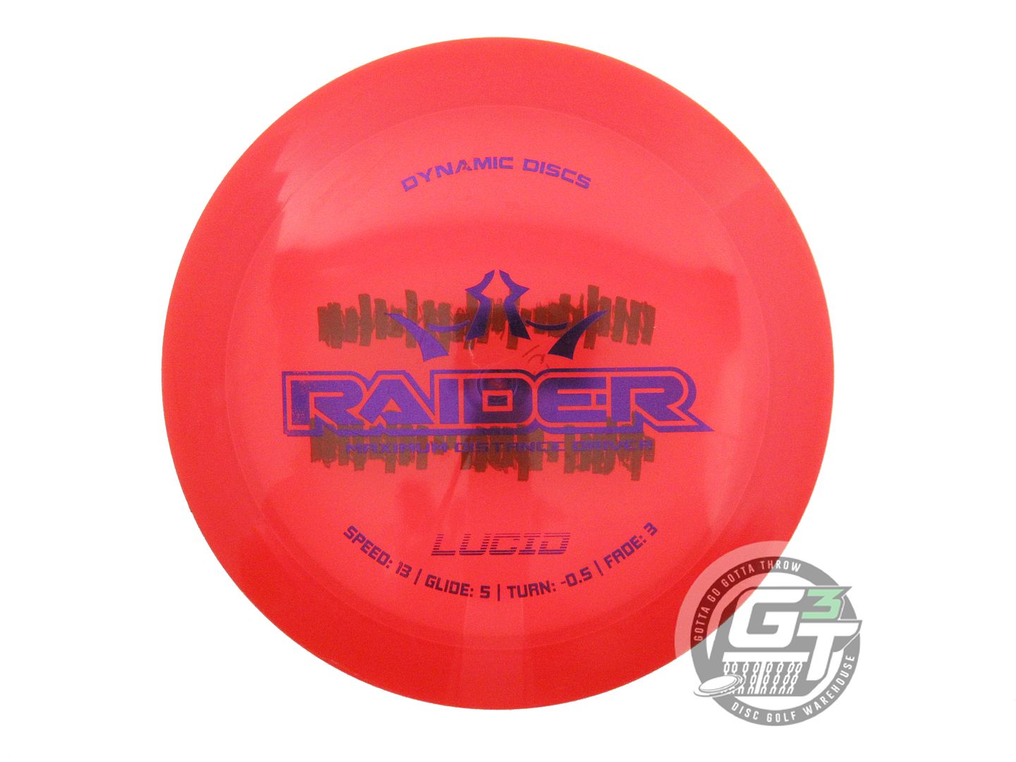 USED Dynamic Discs Lucid Raider 175g Red Purple Foil Distance Driver Golf Disc