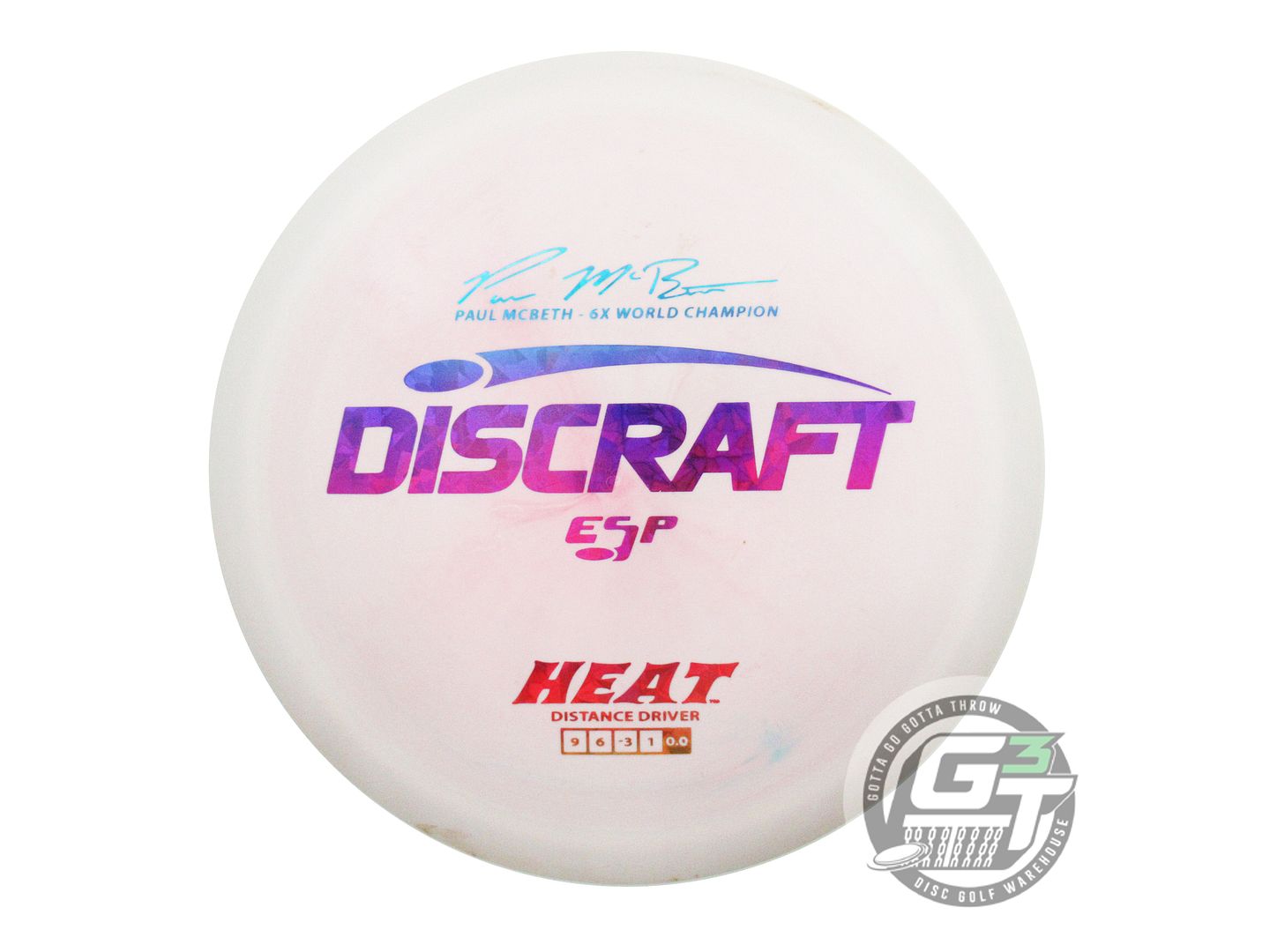 USED Discraft ESP Heat 174g Lt. Pink Sunset Shatter Foil Distance Driver Disc