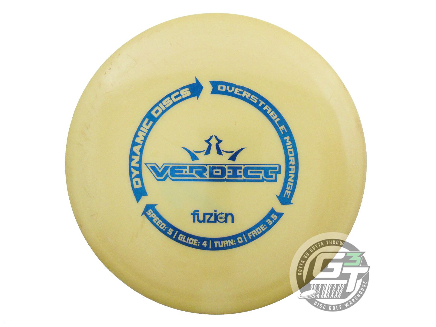 USED Dynamic Discs BioFuzion Verdict 178g Yellow Blue Foil Midrange Golf Disc