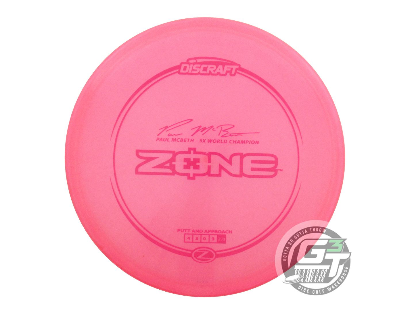 USED Discraft [McBETH] Z Zone 174g Pink Pink Stamp Putter Golf Disc