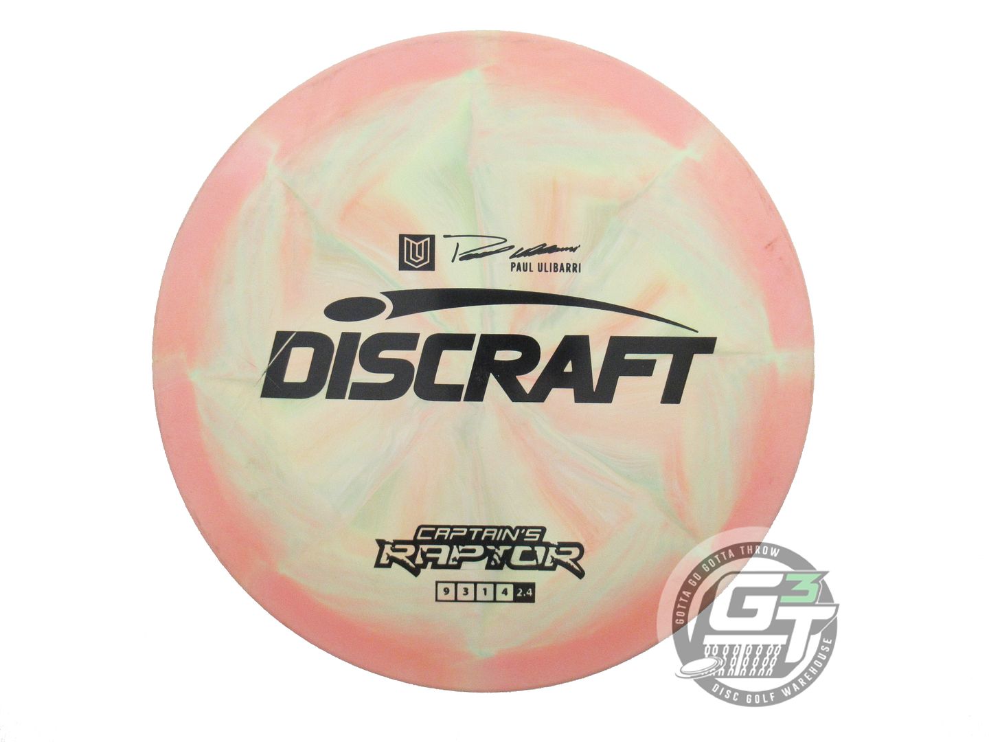 USED Discraft [CAPTAIN'S] ESP Raptor 173g Coral-Lime Distance Driver Golf Disc