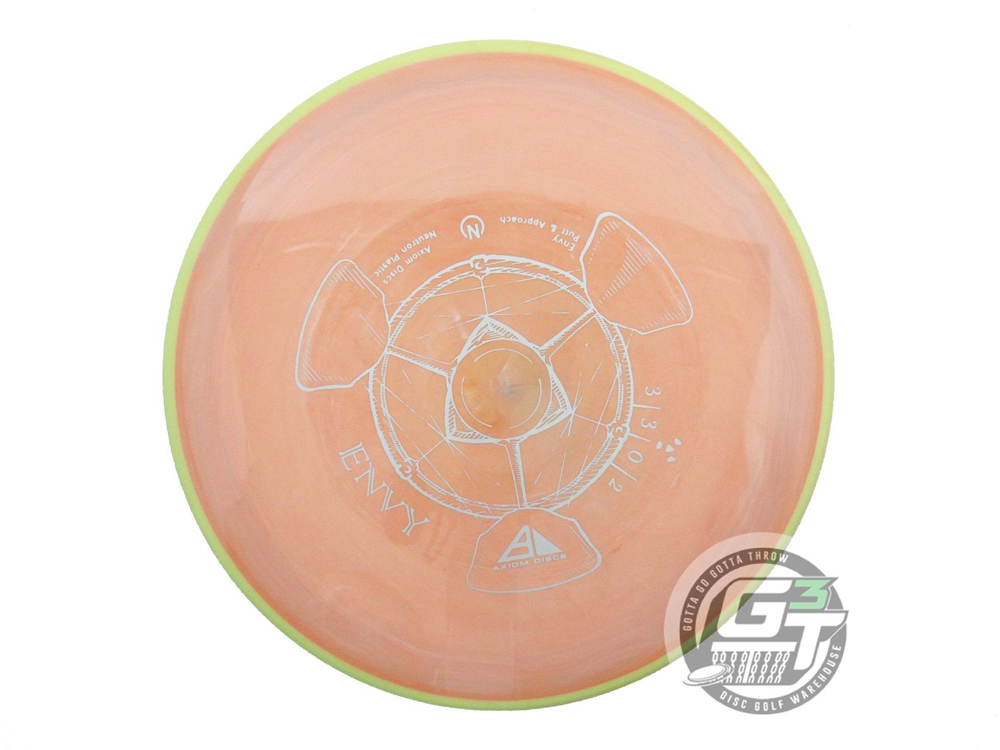 USED Axiom Discs Neutron Envy 172g Peach Yellow Rim Putter Golf Disc