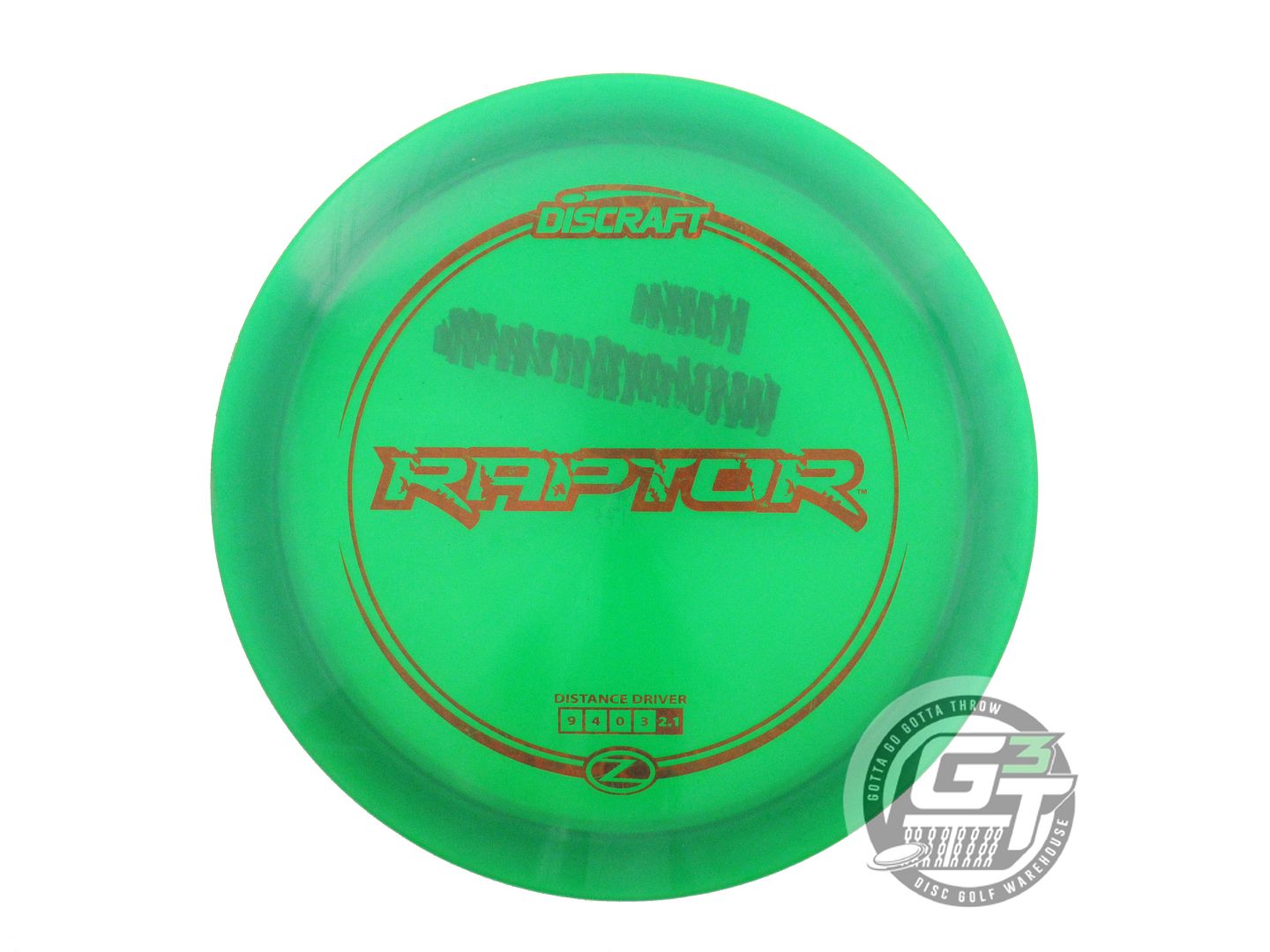 USED Discraft Z Raptor 175g Green Brown Foil Distance Driver Golf Disc