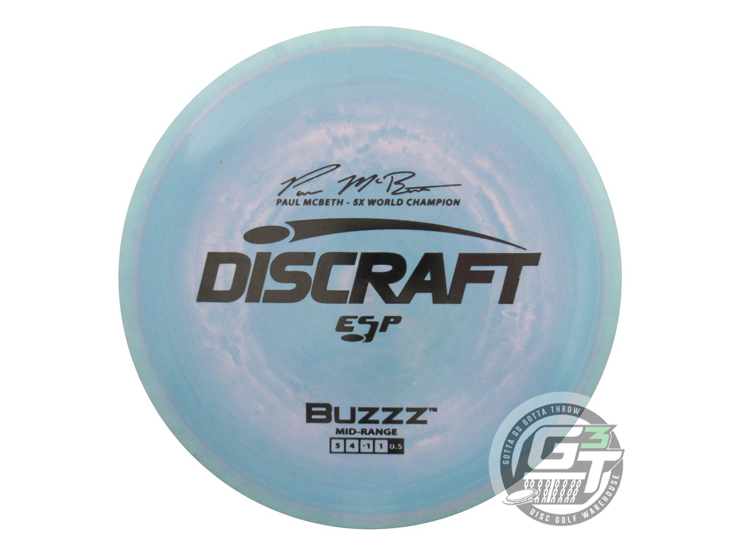 USED Discraft [McBETH] ESP Buzzz 180g Blue-Pink Black Stamp Midrange Golf Disc