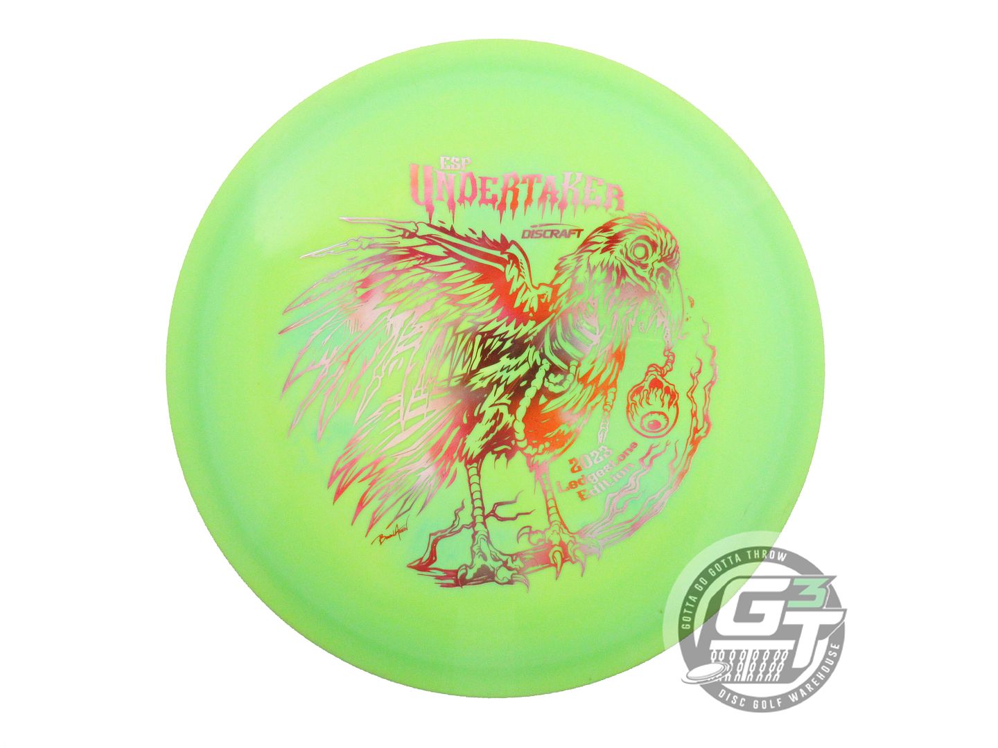 USED Discraft [LEDGESTONE] ESP Undertaker 164g Lime Cloud Foil Driver Golf Disc