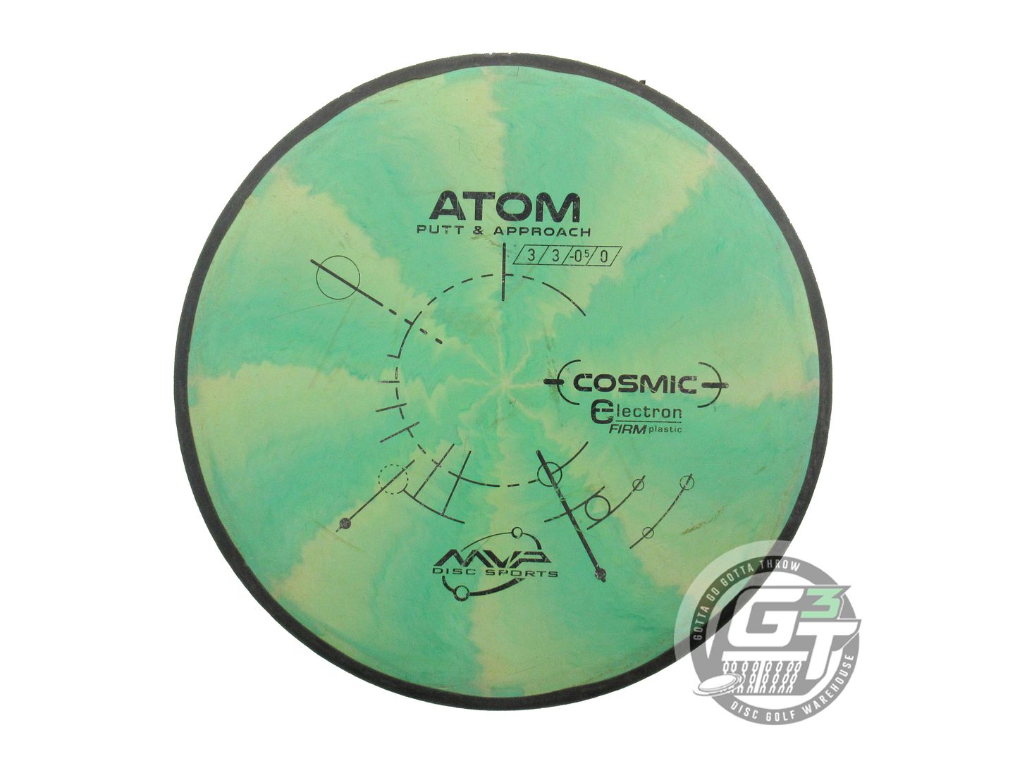 USED MVP Disc Sports Cosmic Electron Firm Atom 173g Green-Yellow Putter Disc