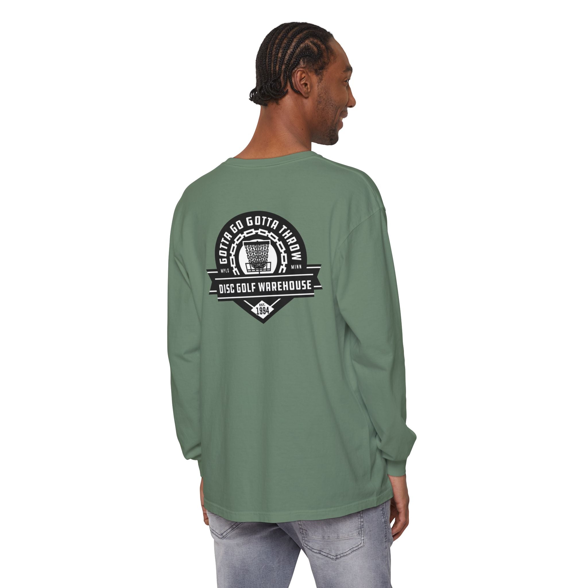 Gotta Go Gotta Throw Bar Stamp Unisex Garment-dyed Long Sleeve Disc Golf T-Shirt