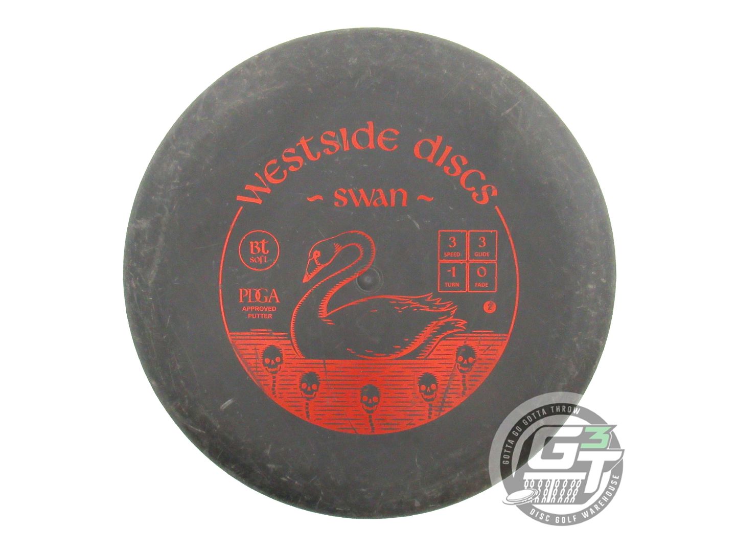 USED Westside Discs BT Soft Swan 175g Black Red Foil Putter Golf Disc