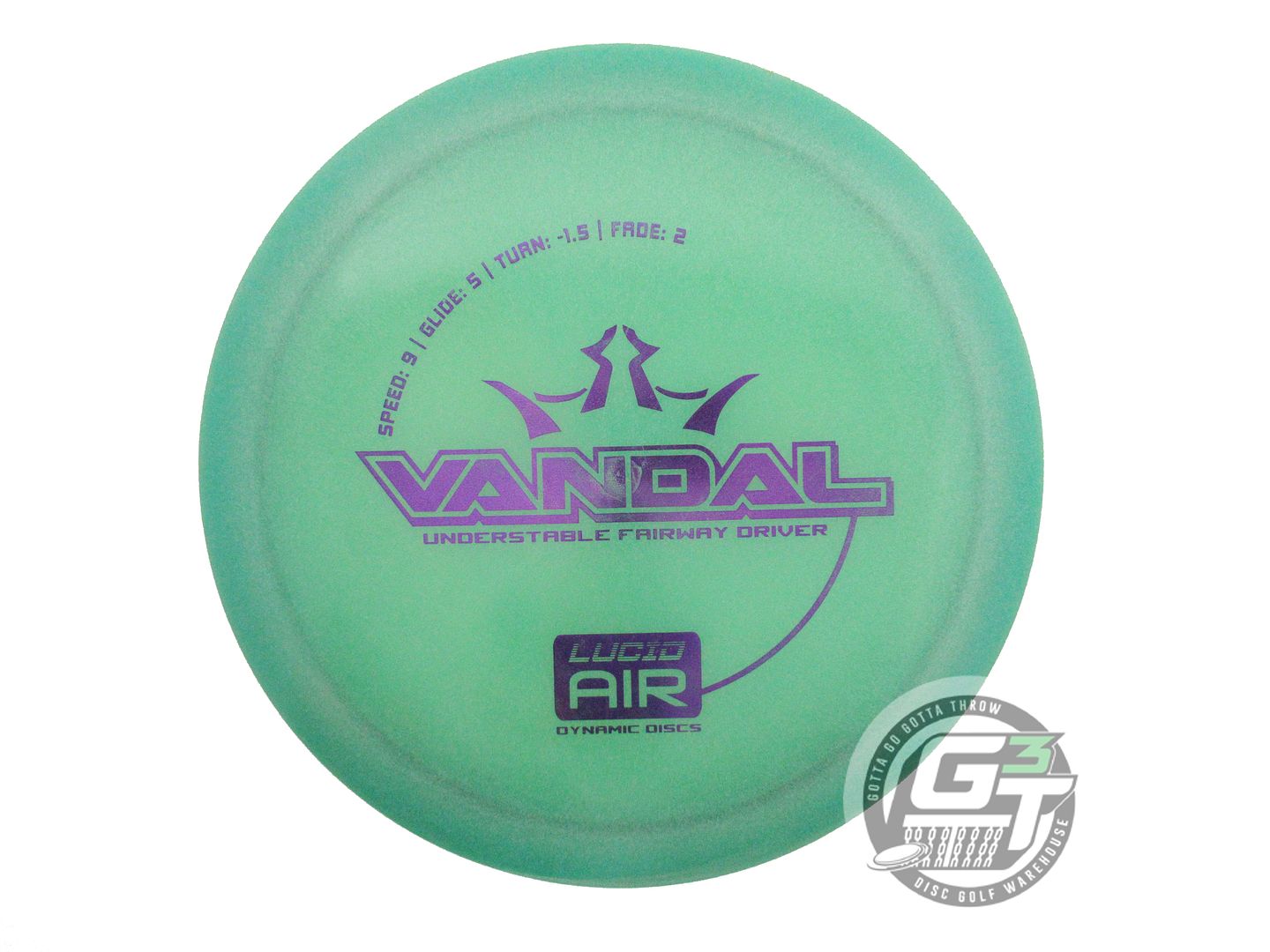 USED Dynamic Discs Lucid AIR Vandal 160g Green Purple Foil Distance Driver Disc