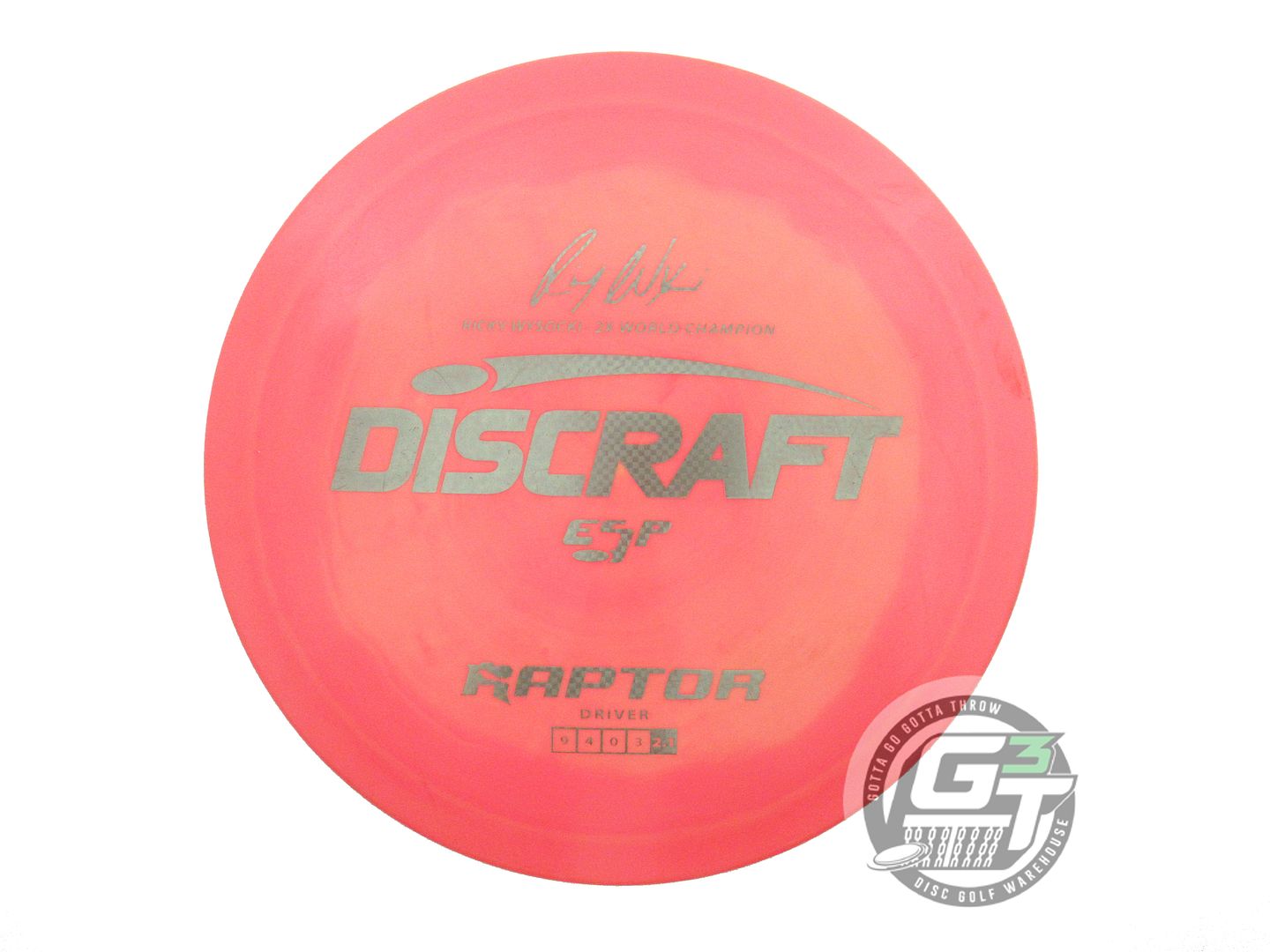 USED Discraft [WYSOCKI] ESP Raptor 168g Pink-Peach Gray Weave Foil Driver Disc