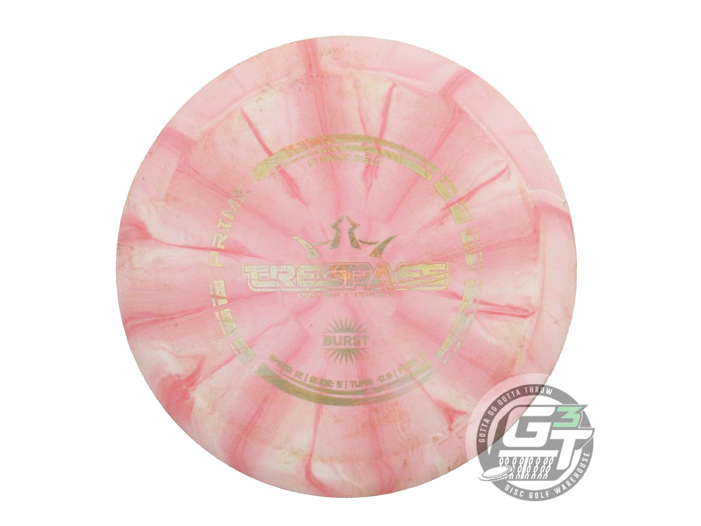 USED Dynamic Discs Prime Burst Trespass 175g Pink Gold Foil Driver Golf Disc