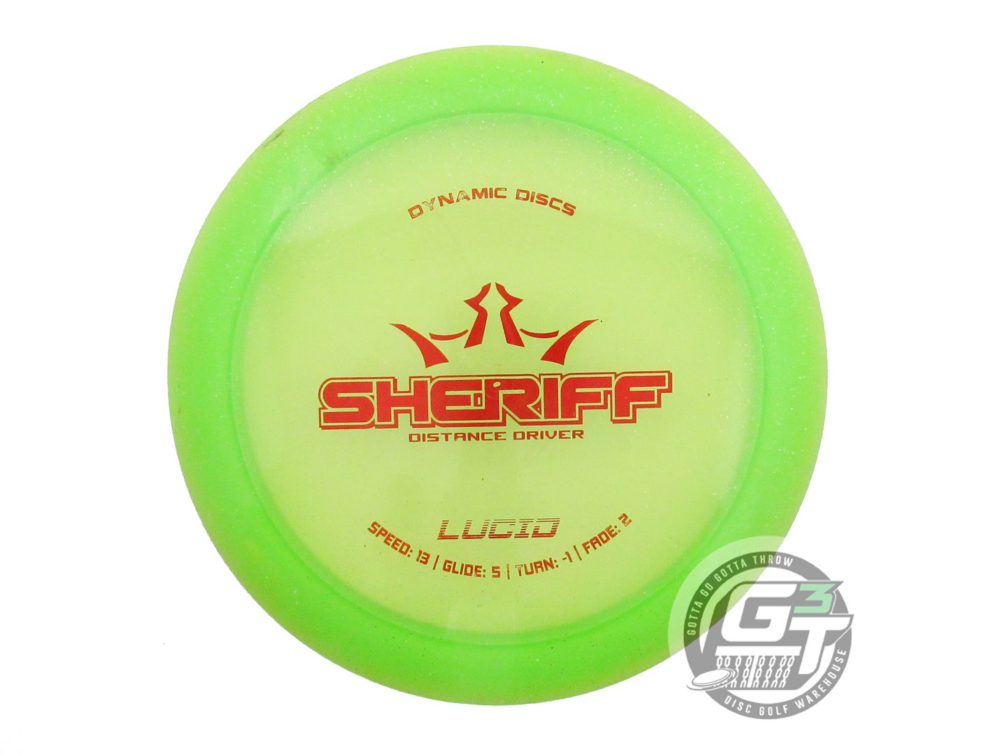 USED Dynamic Discs Lucid Sheriff 173g Lime Red Foil Distance Driver Golf Disc