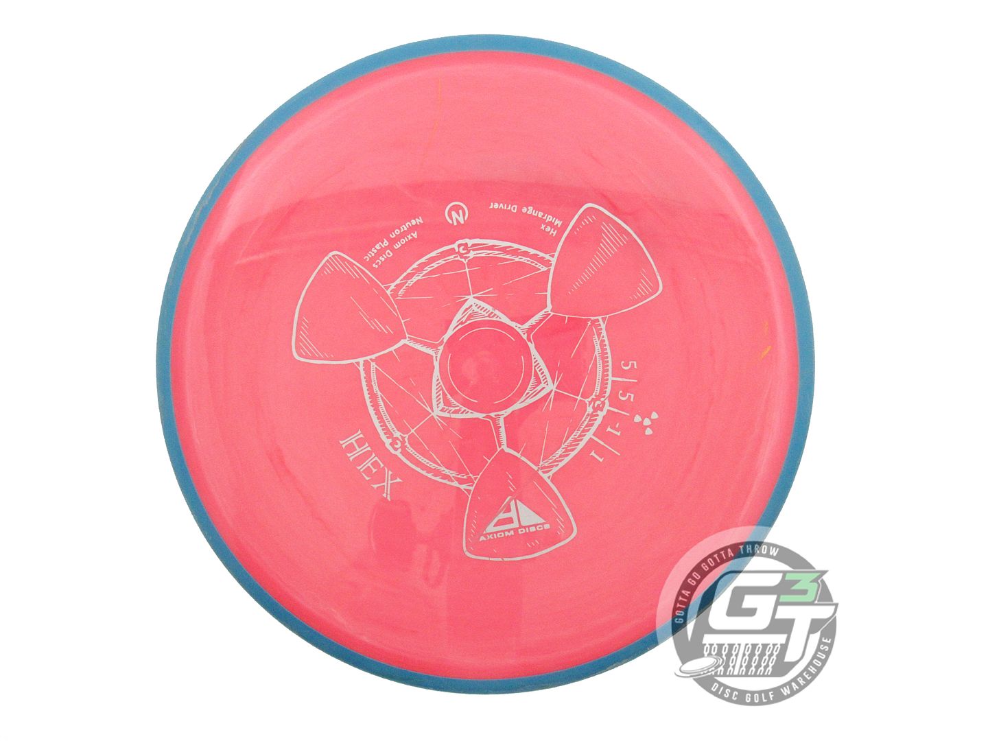 USED Axiom Discs Neutron Hex 172g Pink Blue Rim Midrange Golf Disc