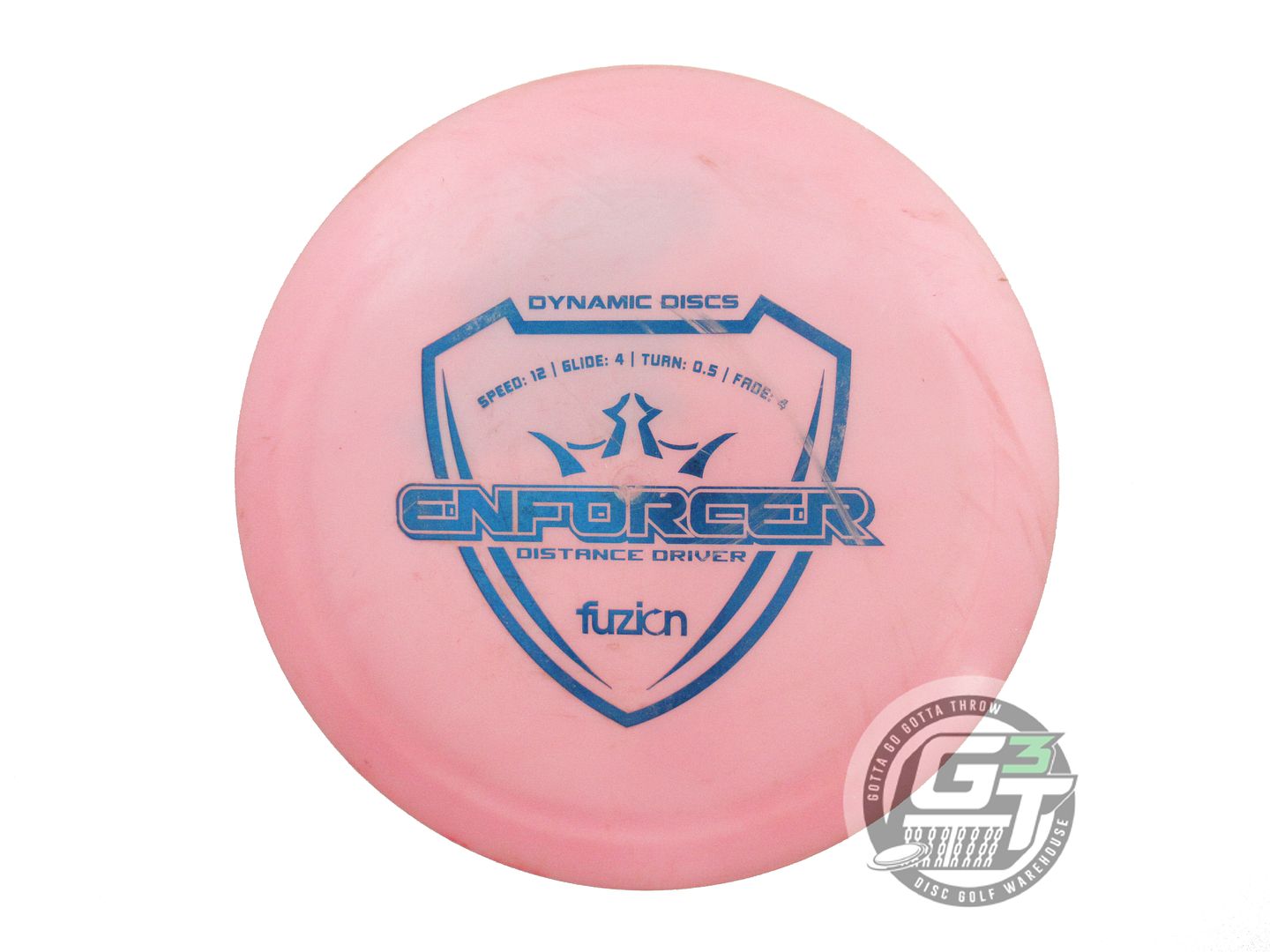USED Dynamic Discs Fuzion Enforcer 170g Pink Blue Foil Distance Driver Golf Disc
