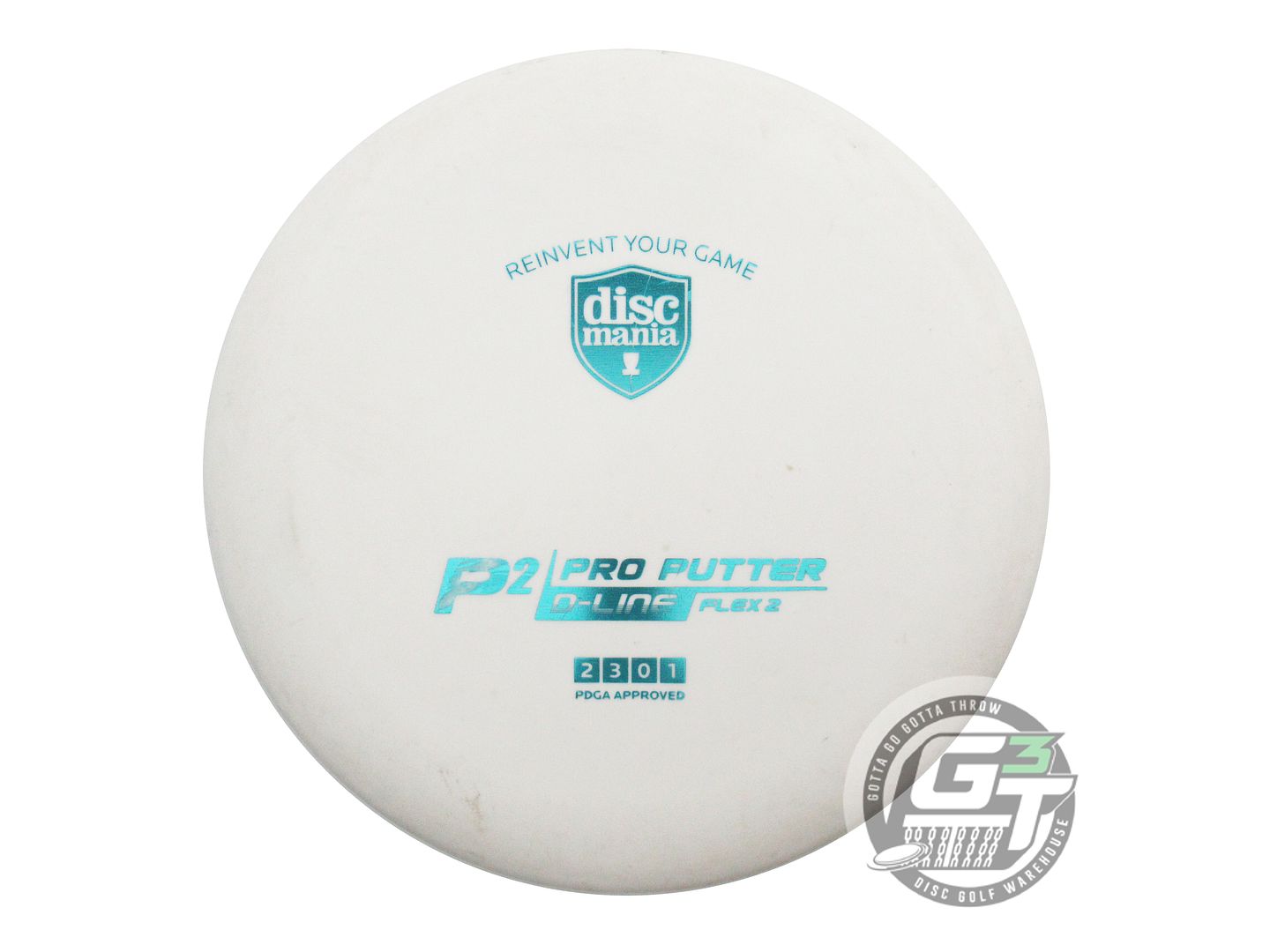 USED DiscMania D-Line Flex 2 P2 172g White Aqua Foil Putter Golf Disc