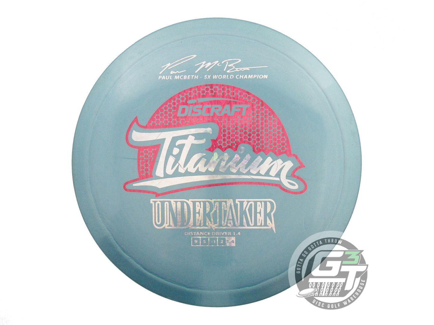 USED Discraft [McBETH] 5X Titanium Undertaker 175g Teal Pink Foil Driver Disc