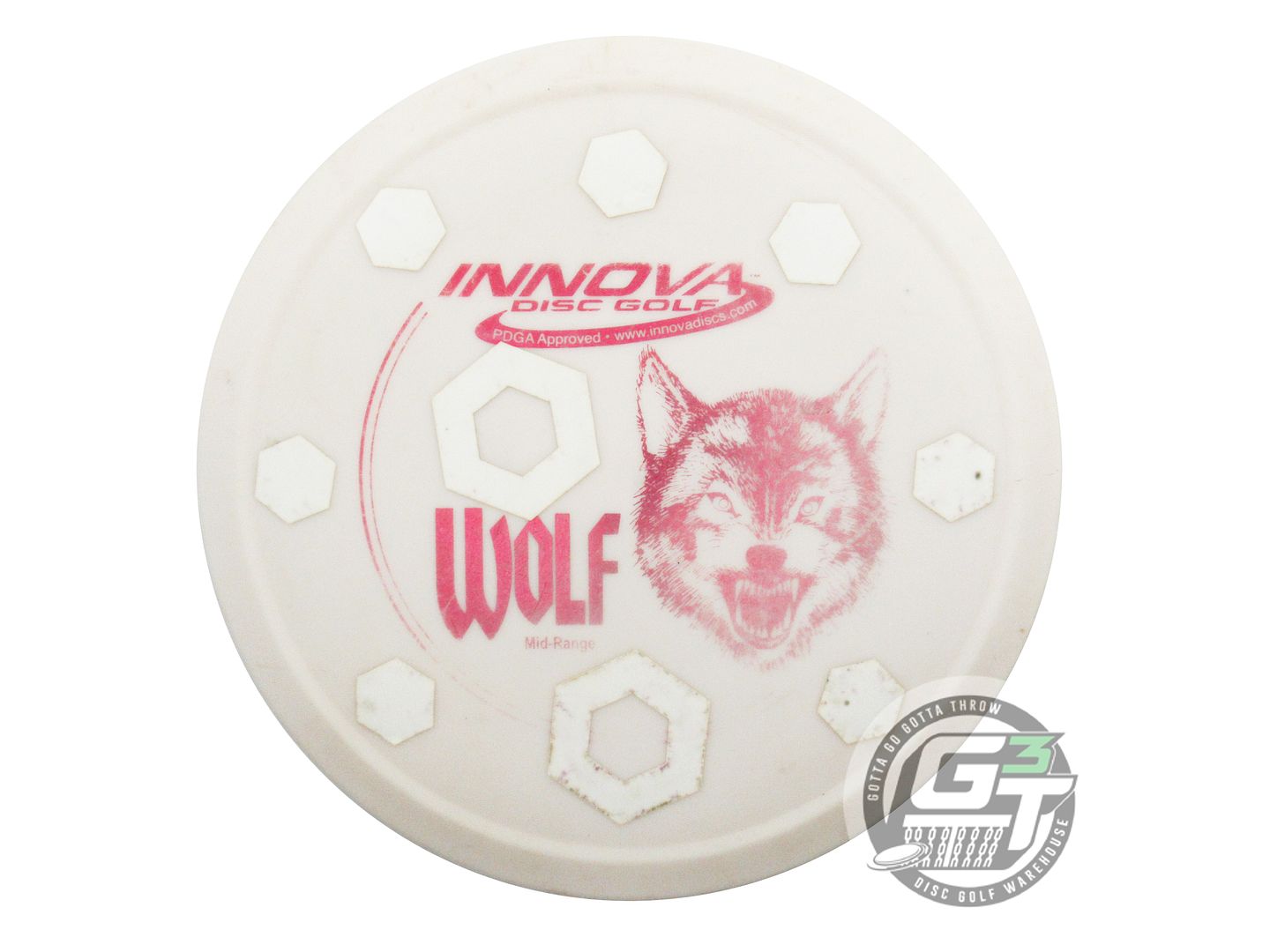 USED Innova DX Wolf 148g White Magenta Foil GLOW TAPE Midrange Golf Disc