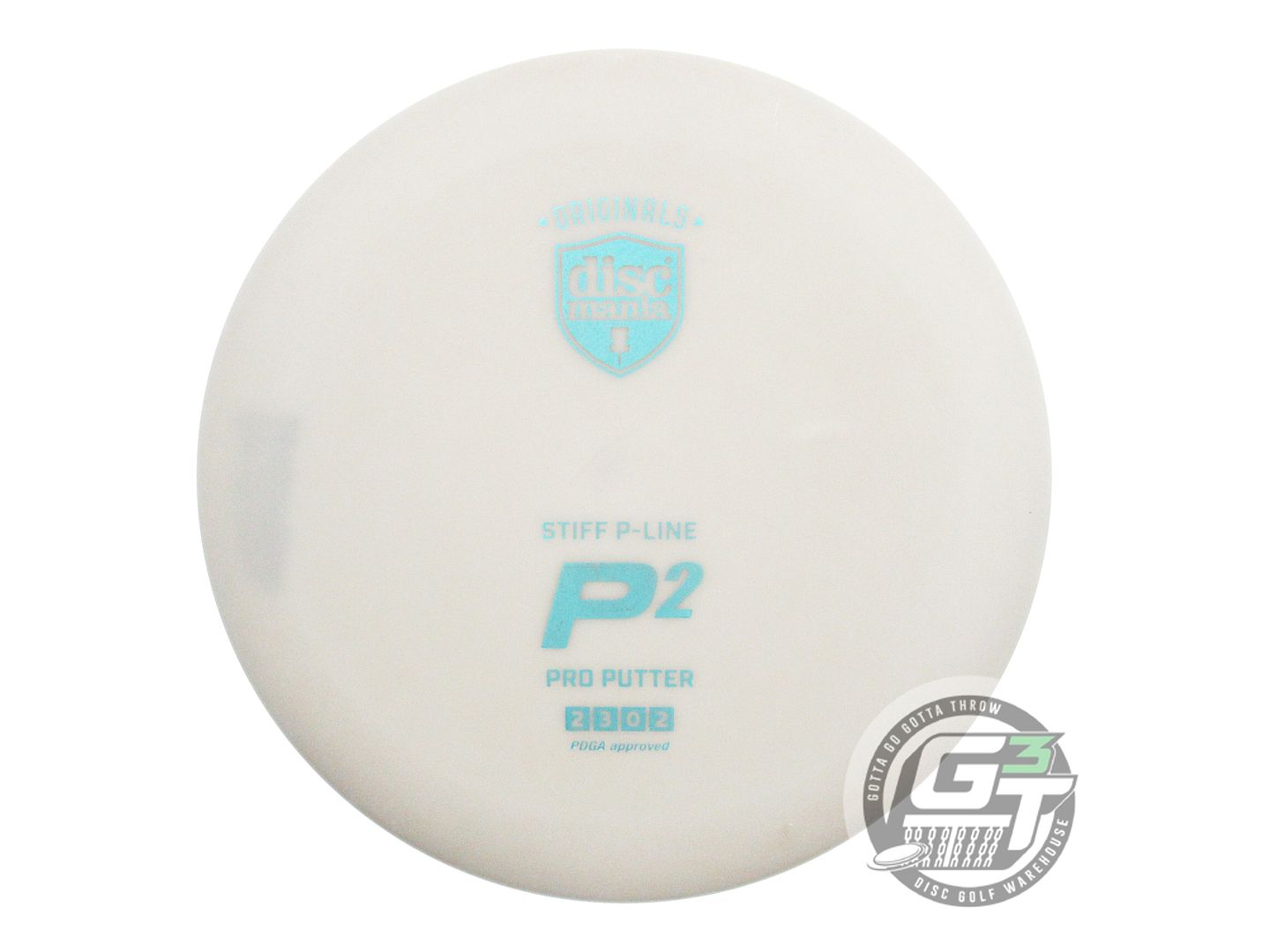 USED DiscMania Stiff P-Line P2 164g White Aqua Foil Putter Golf Disc