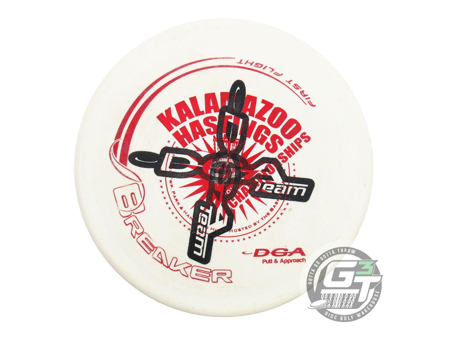 USED DGA FIRST RUN ProLine Breaker 175g White TEAM STAMP Putter Golf Disc