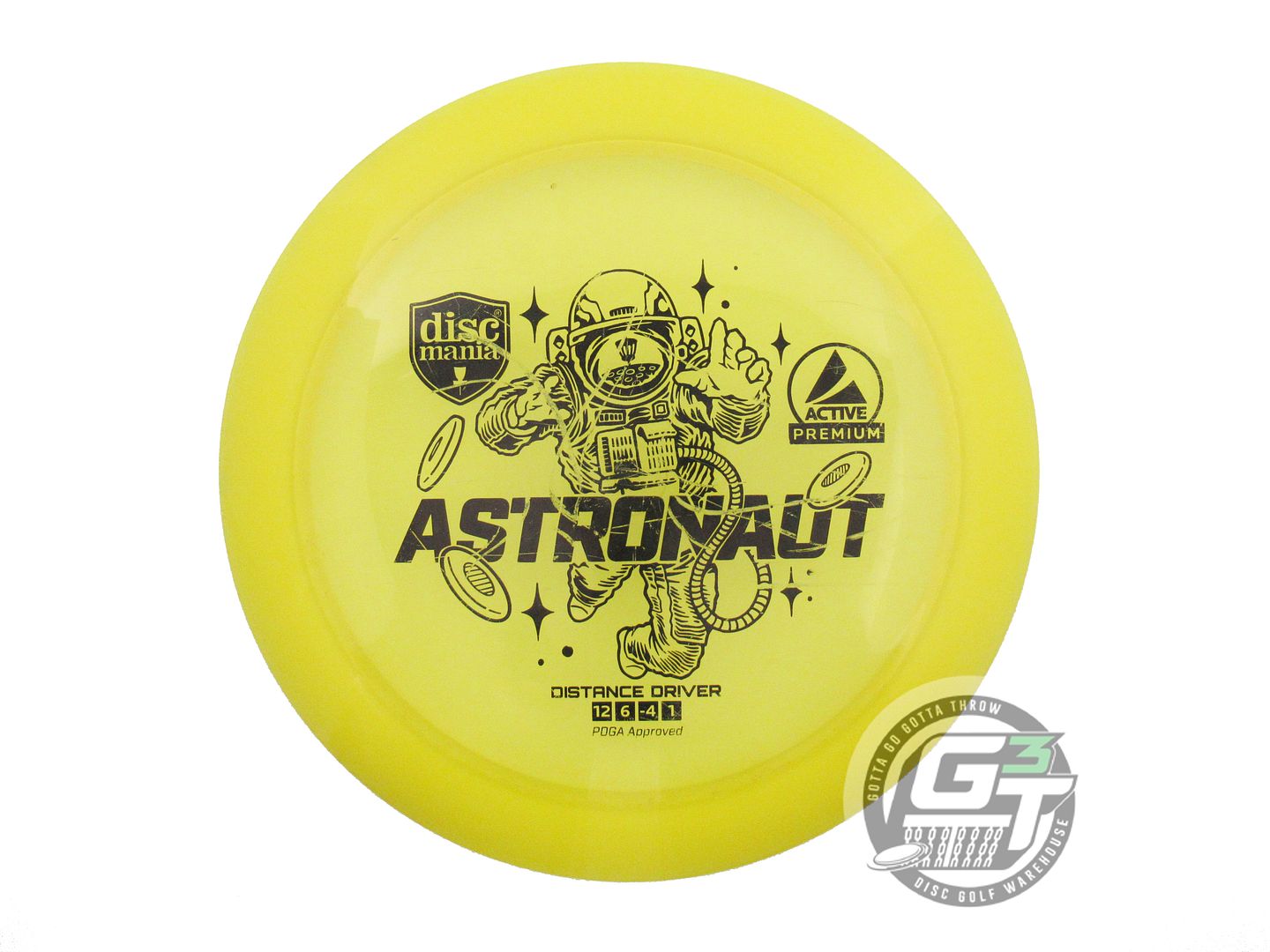 USED DiscMania Active Premium Astronaut 175g Yellow Black Stamp Driver Golf Disc