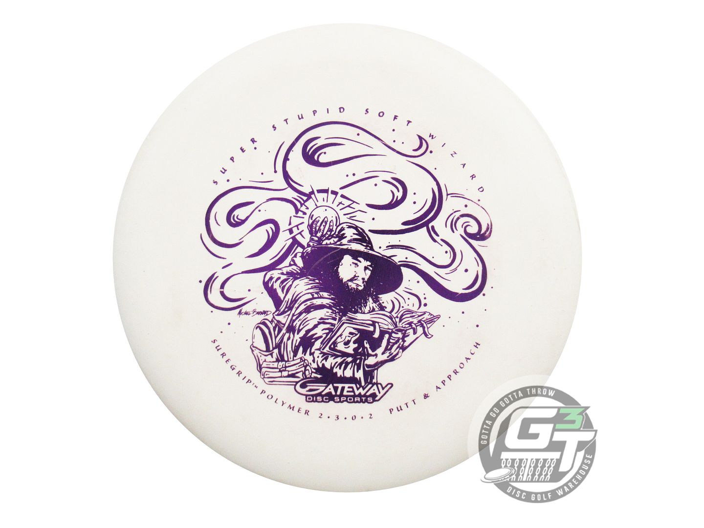 USED Gateway SureGrip SSS Wizard 171g White Purple Foil Putter Golf Disc