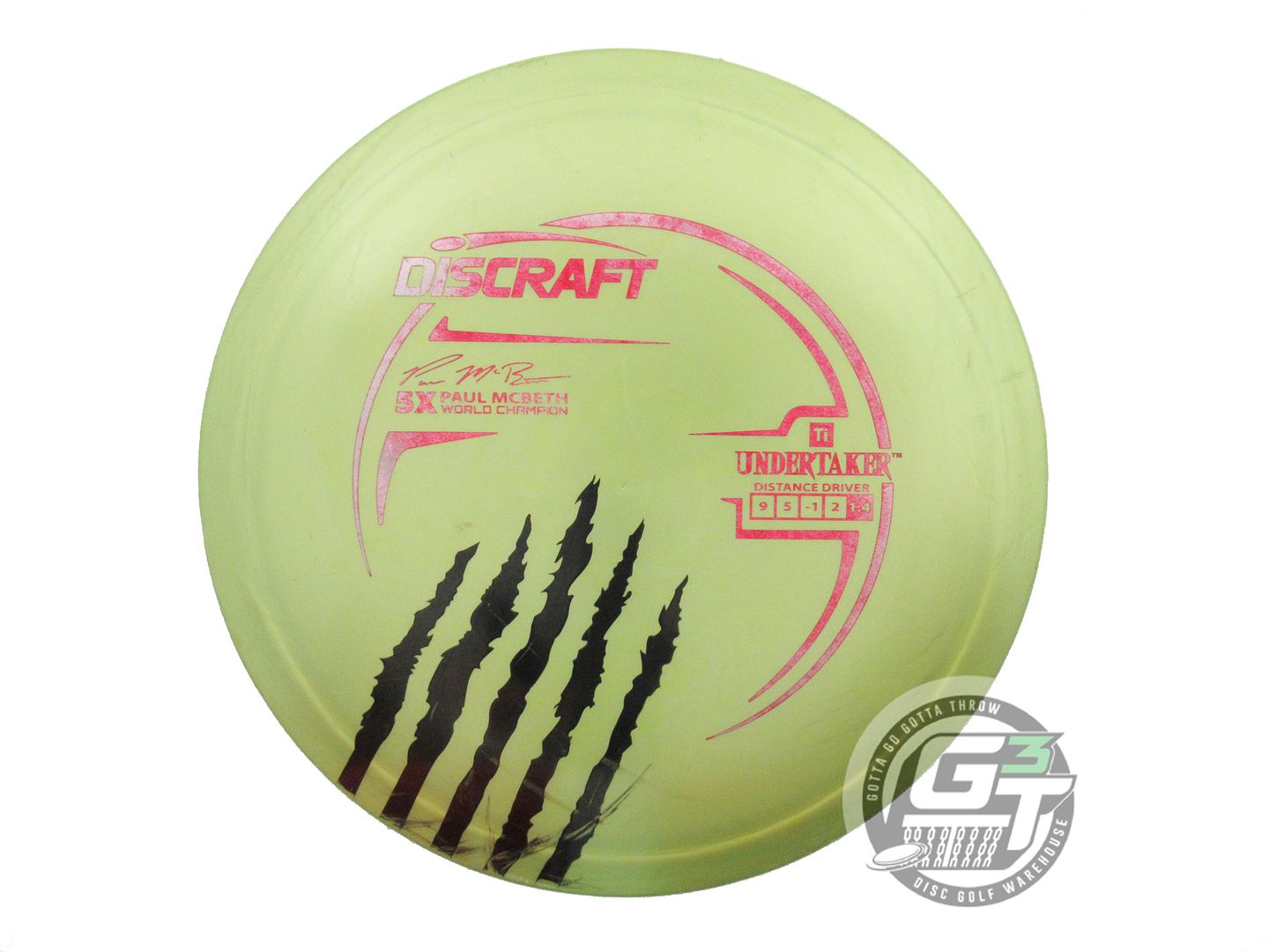 USED Discraft [McBETH] 5X Titanium Undertaker 176g Lime Red Foil Driver Disc