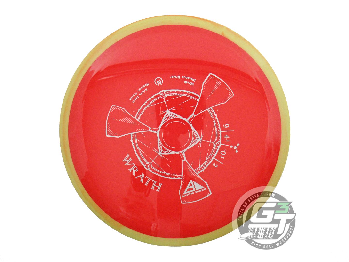 NOS Axiom Discs Neutron Wrath 168g Red Yellow Rim Distance Driver Golf Disc