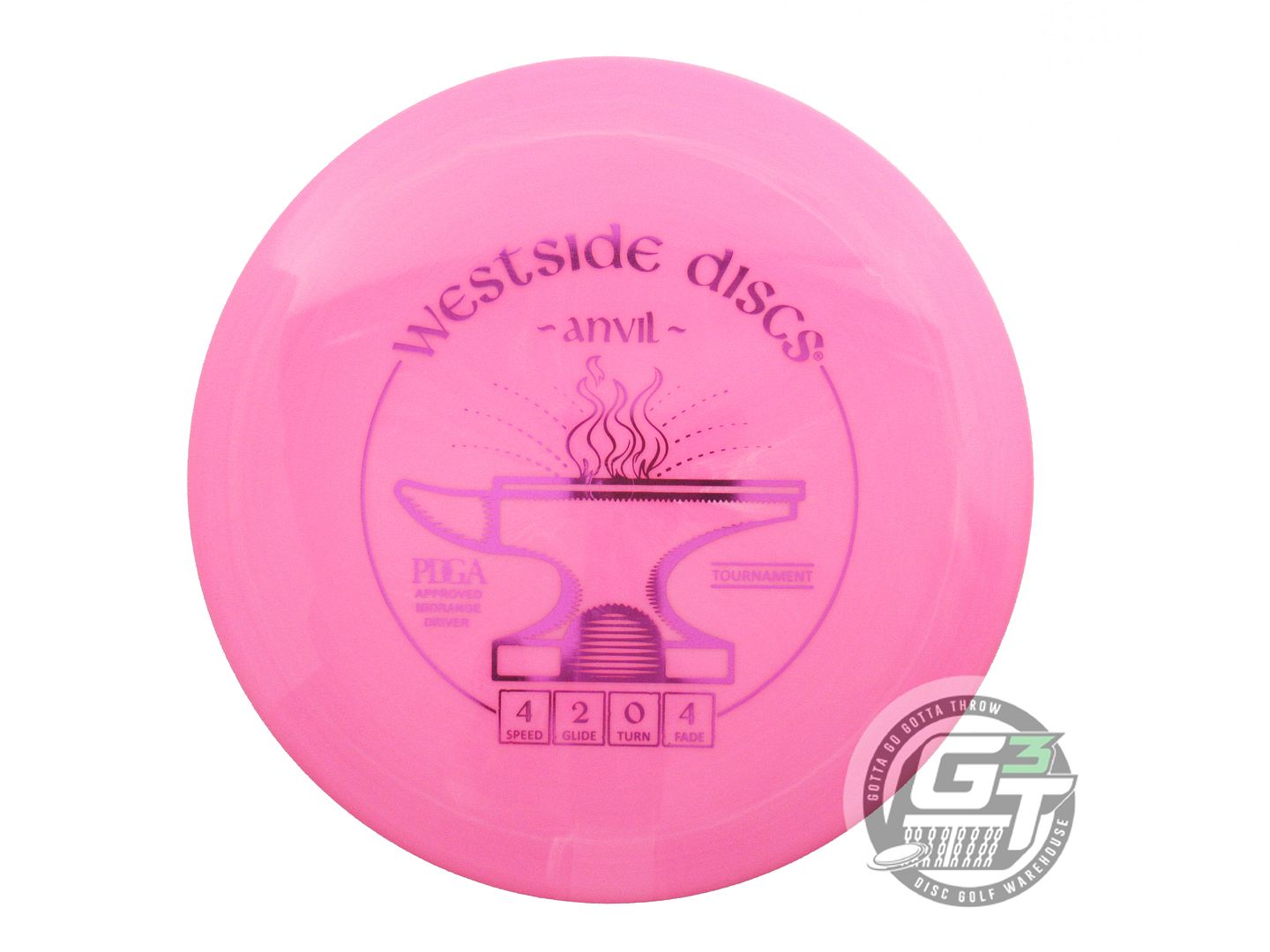 USED Westside Discs Tournament Anvil 174g Pink Magenta Foil A Midrange Golf Disc