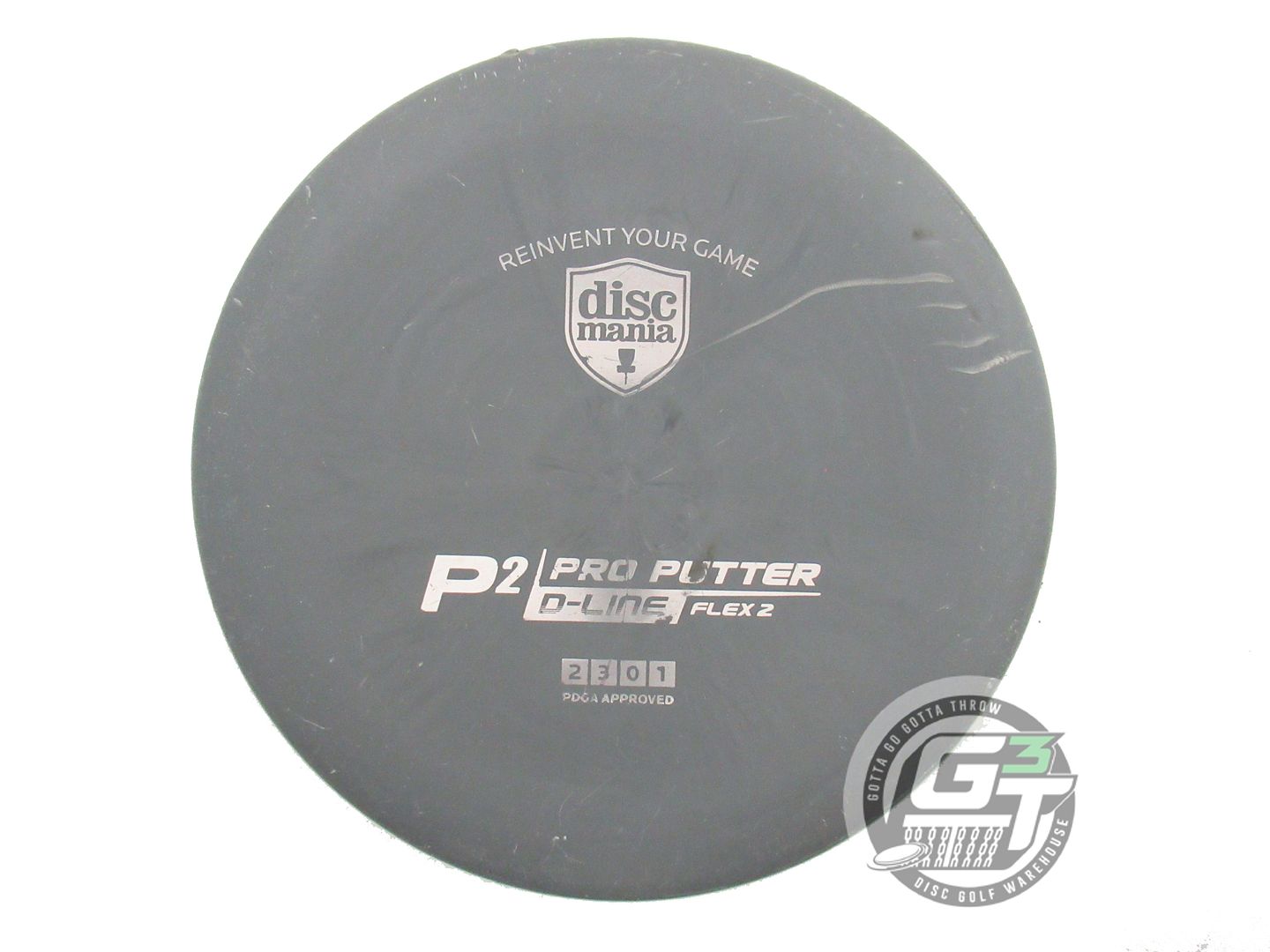 USED DiscMania D-Line Flex 2 P1x 174g Dark Gray Wiped Stamp Putter Golf Disc