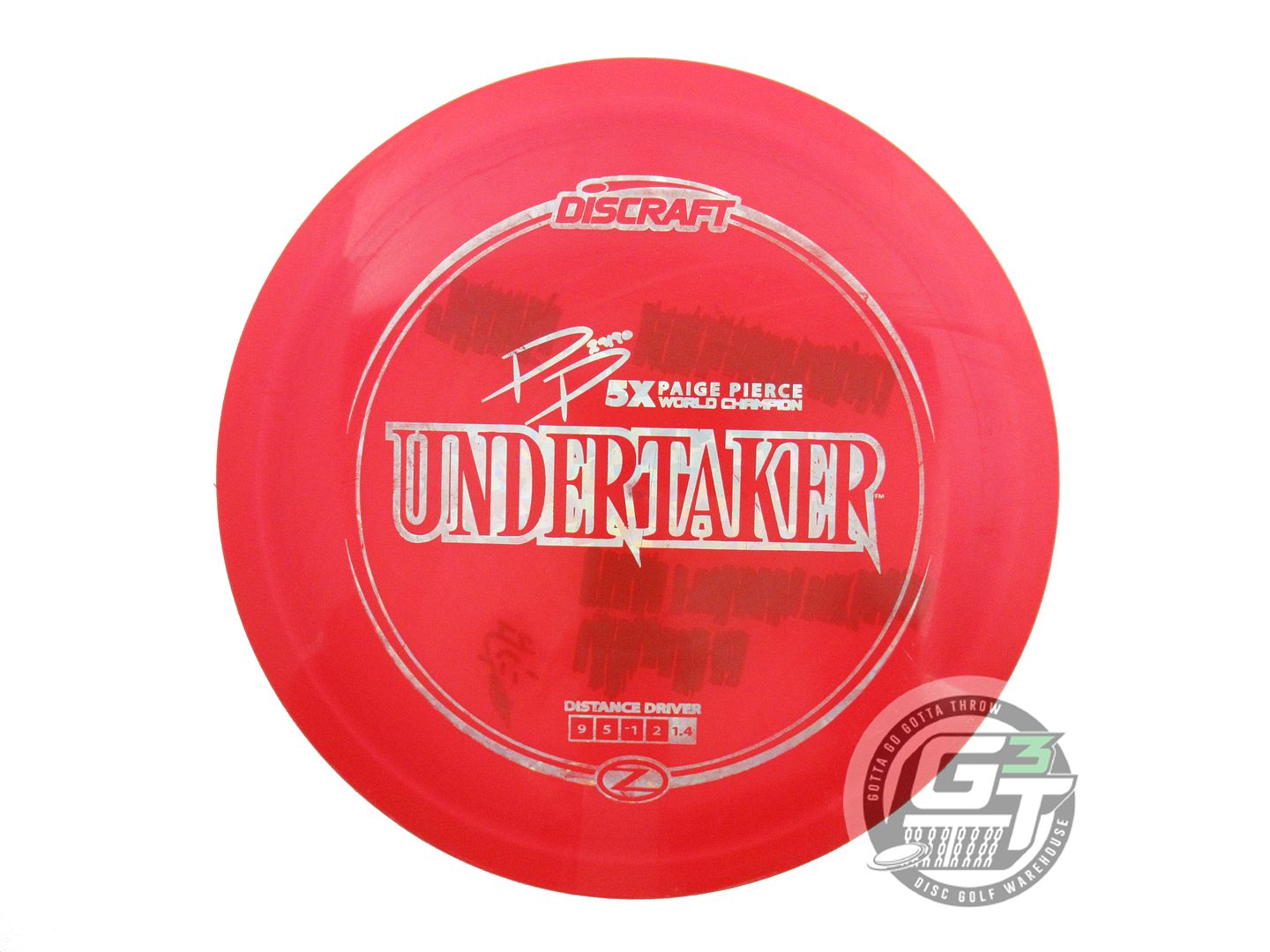 USED Discraft [PIERCE] Z Undertaker 174g Red Silver Shatter Foil Driver Disc