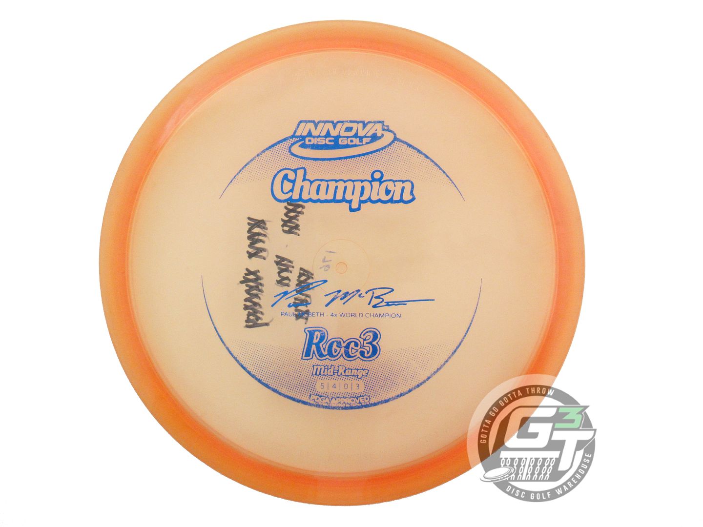 USED Innova [McBETH 4X] Champion Roc3 176g Peach Blue Foil Midrange Golf Disc