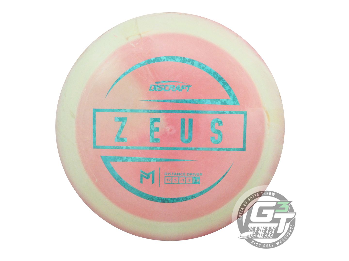 USED Discraft [McBETH] ESP Zeus 174g Lime-Pink Teal Heart Foil Driver Golf Disc