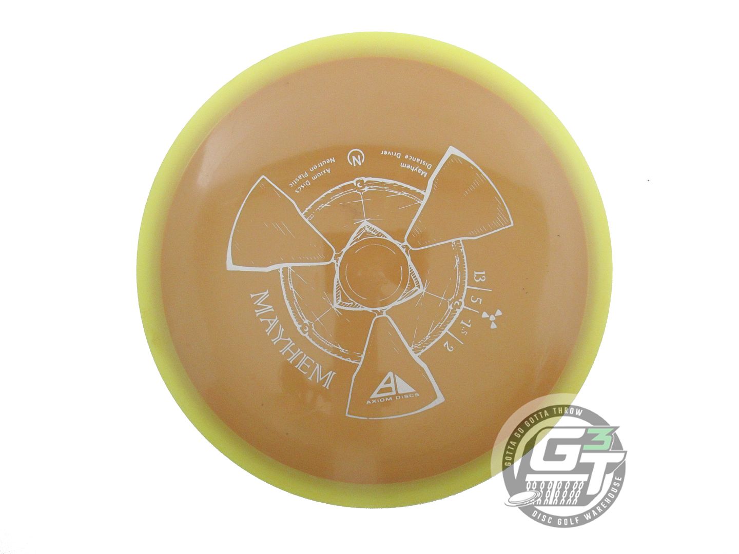 USED Axiom Discs Neutron Mayhem 172g Mustard Yellow Rim Distance Driver Disc
