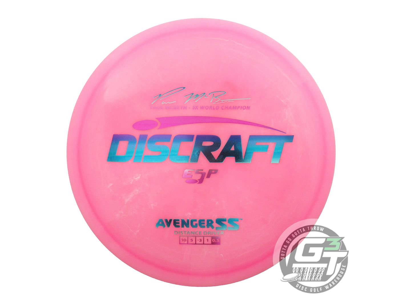 USED Discraft [McBETH] ESP Avenger SS 182g Pink Miami Foil Distance Driver Disc