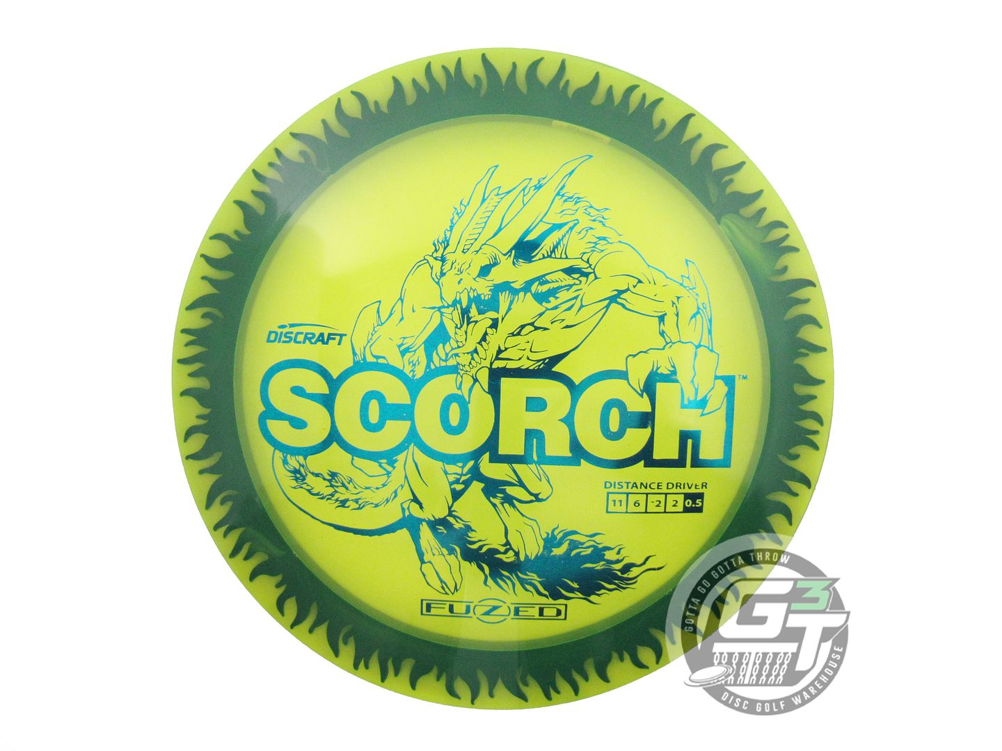 USED Discraft FuZed Flame Scorch 169g Lime Blue Foil Distance Driver Golf Disc