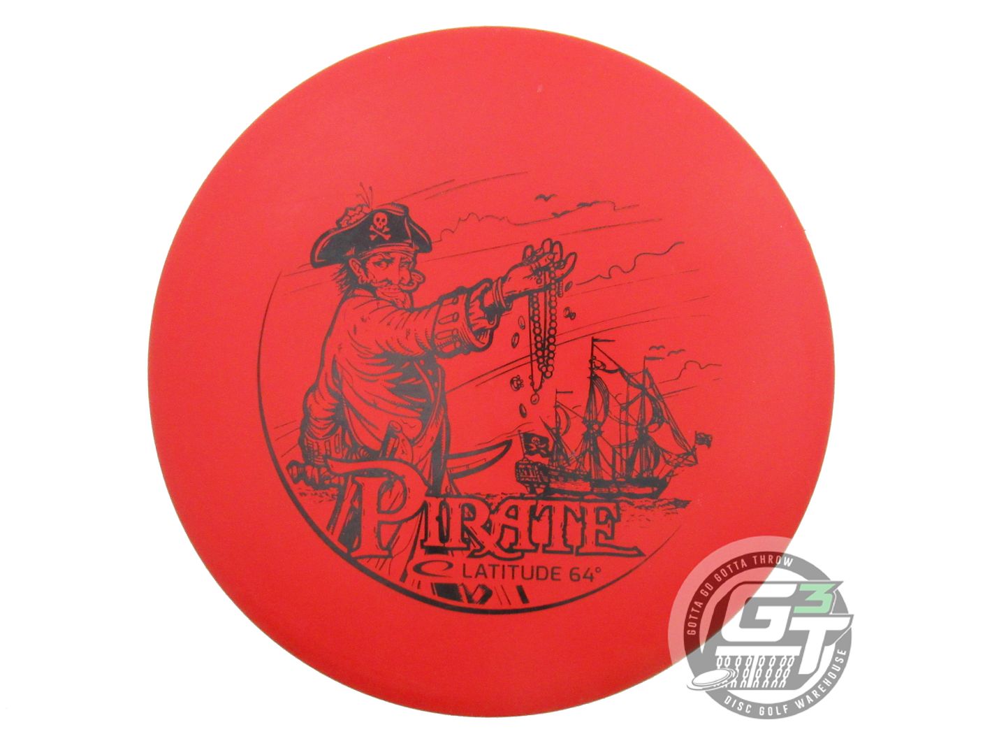 USED Latitude 64 Retro Pirate 144g Red Black Stamp Midrange Golf Disc