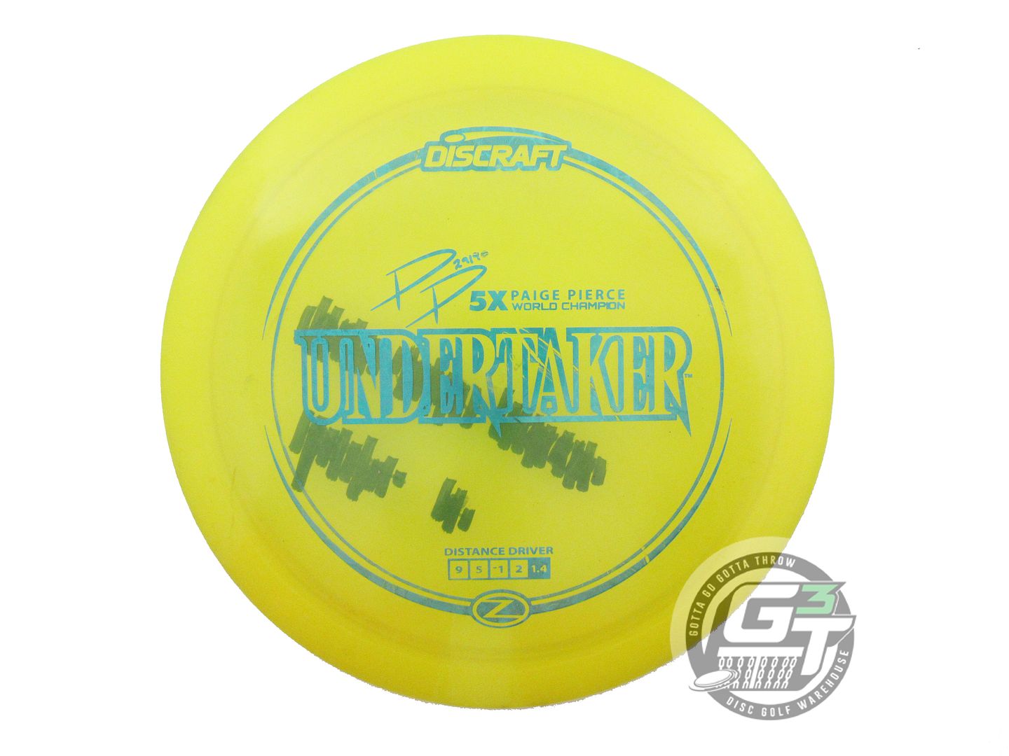 USED Discraft [PIERCE] Z Undertaker 169g Yellow Blue Foil Distance Driver Disc