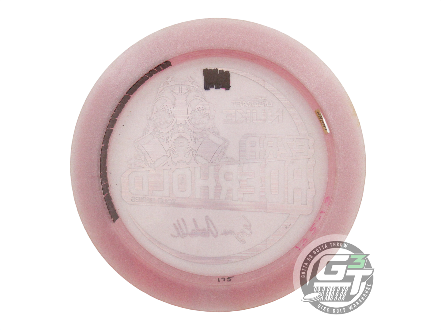 USED Discraft [ADERHOLD] Metallic Z Nuke 175g Pink Distance Driver Golf Disc
